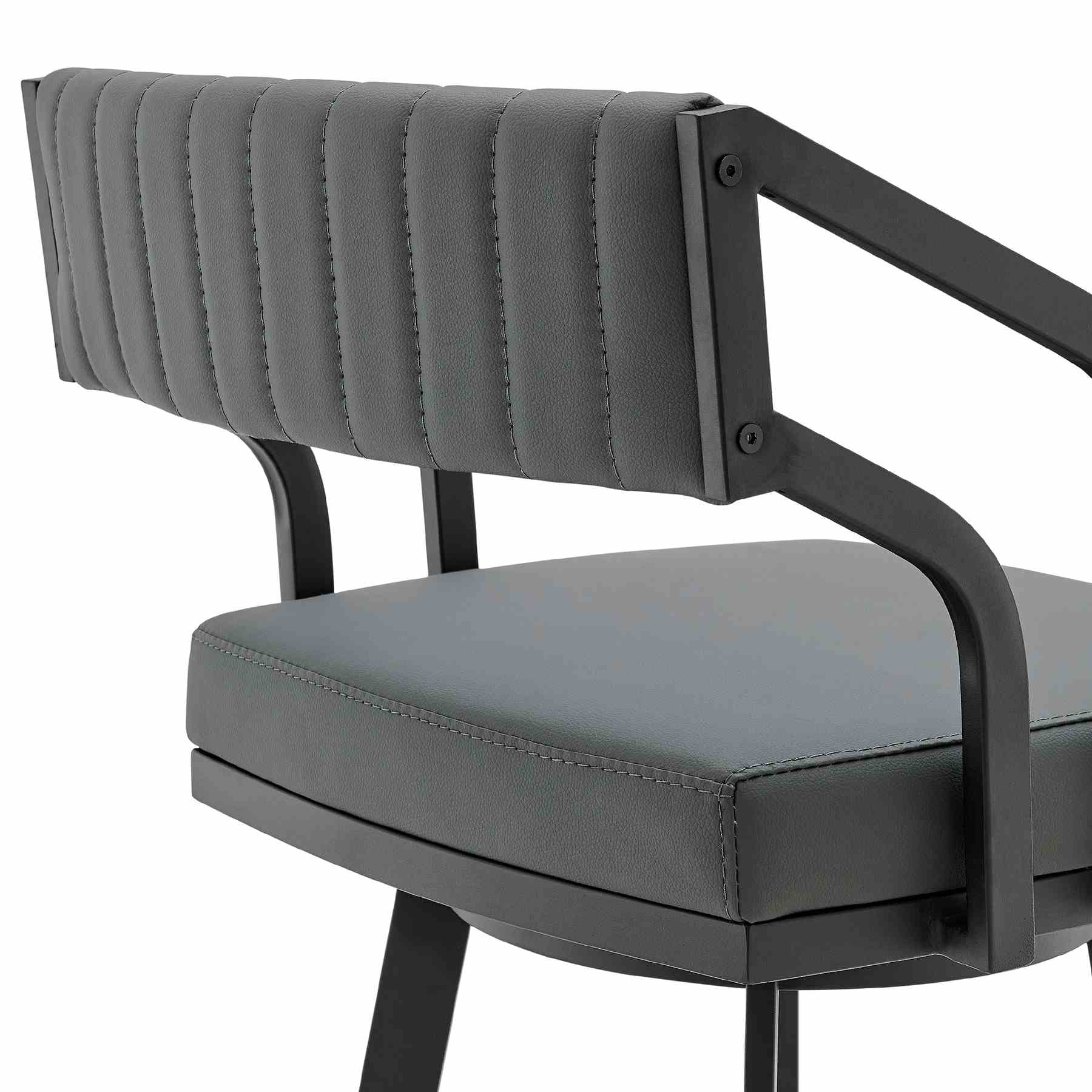 Capri Swivel Modern Black Metal and Slate Gray Faux Leather Bar and Counter Stool - Image 5