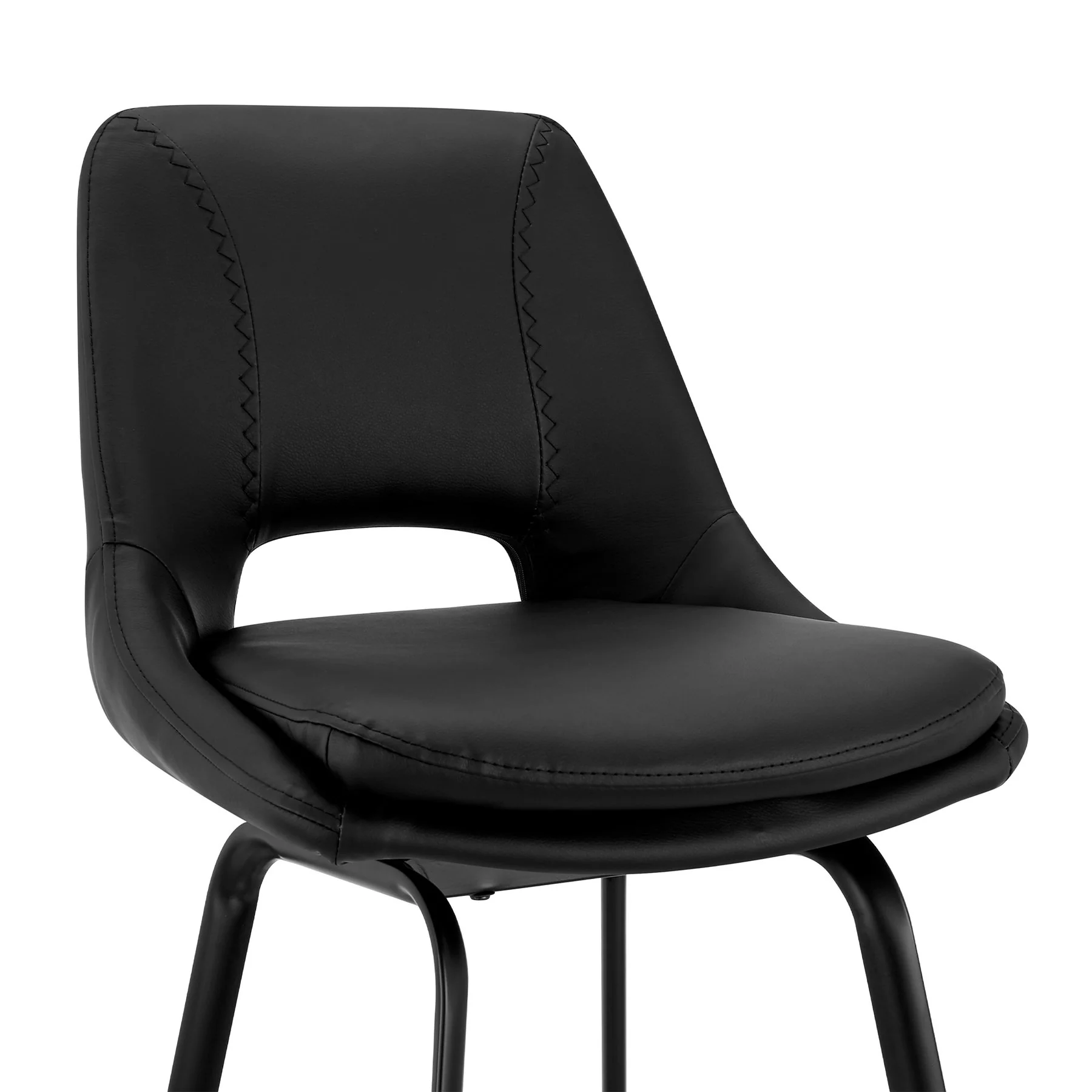 Carise Black Faux Leather and Black Metal Swivel 26" Counter Stool - Image 6