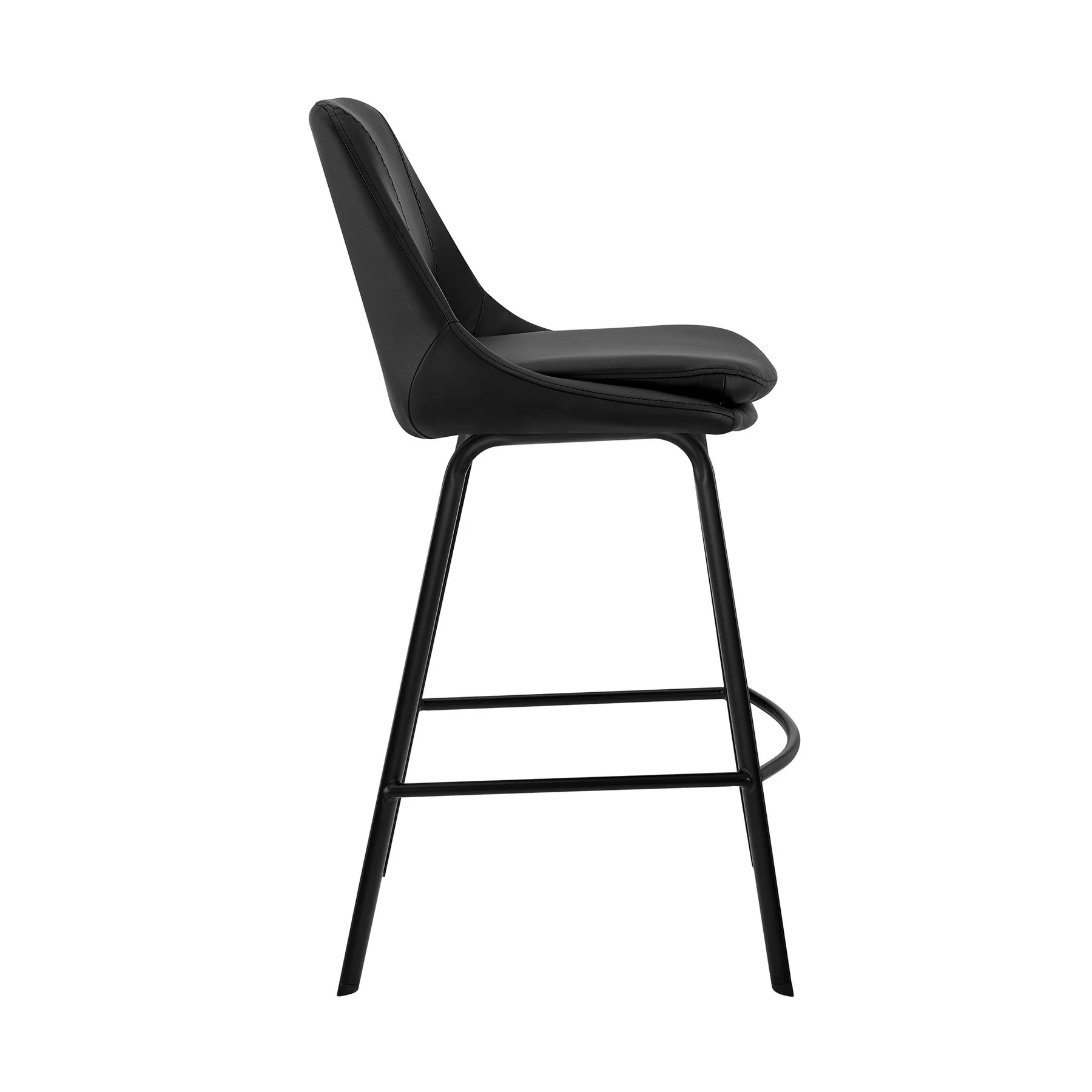 Carise Black Faux Leather and Black Metal Swivel 30" Bar Stool - Image 3