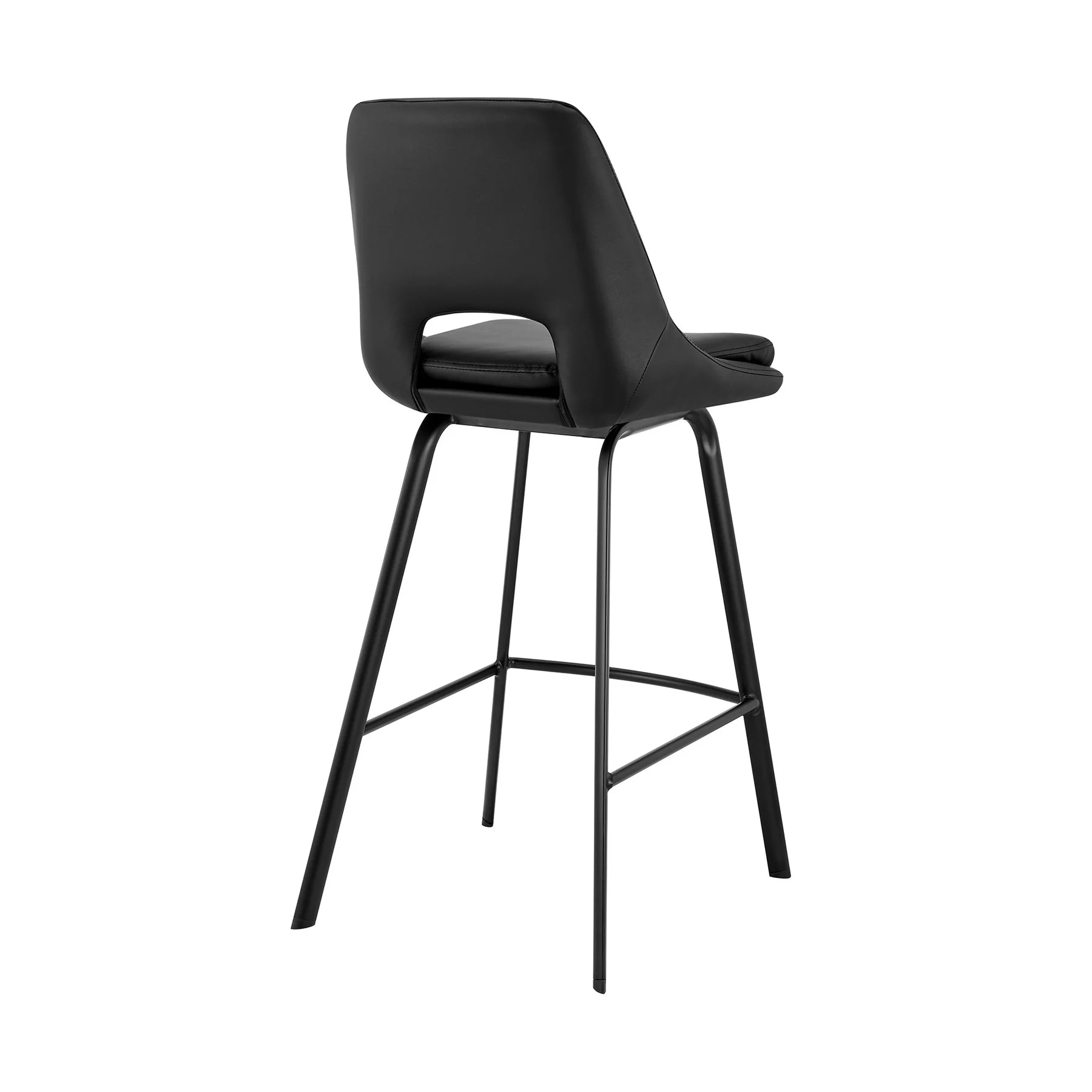 Carise Black Faux Leather and Black Metal Swivel 30" Bar Stool - Image 4