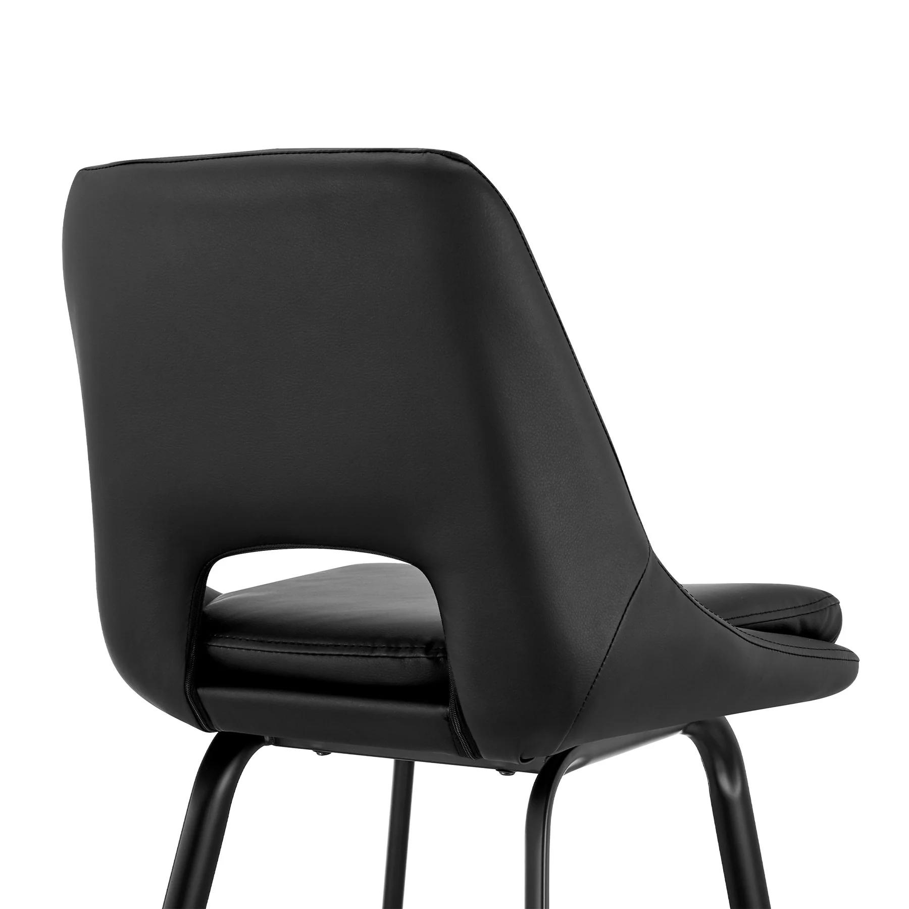 Carise Black Faux Leather and Black Metal Swivel 30" Bar Stool - Image 7