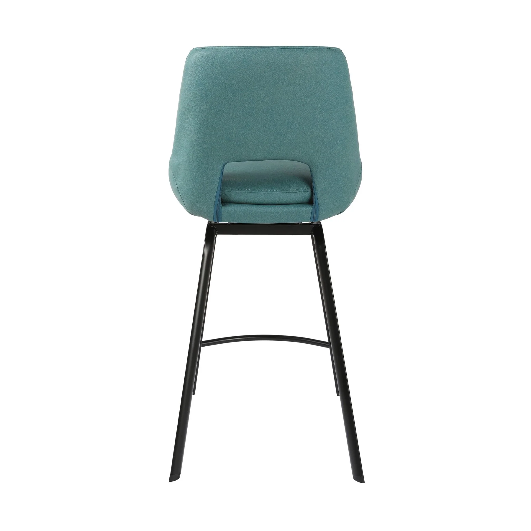 Carise Blue Faux Leather and Black Metal Swivel 26" Counter Stool - Image 6