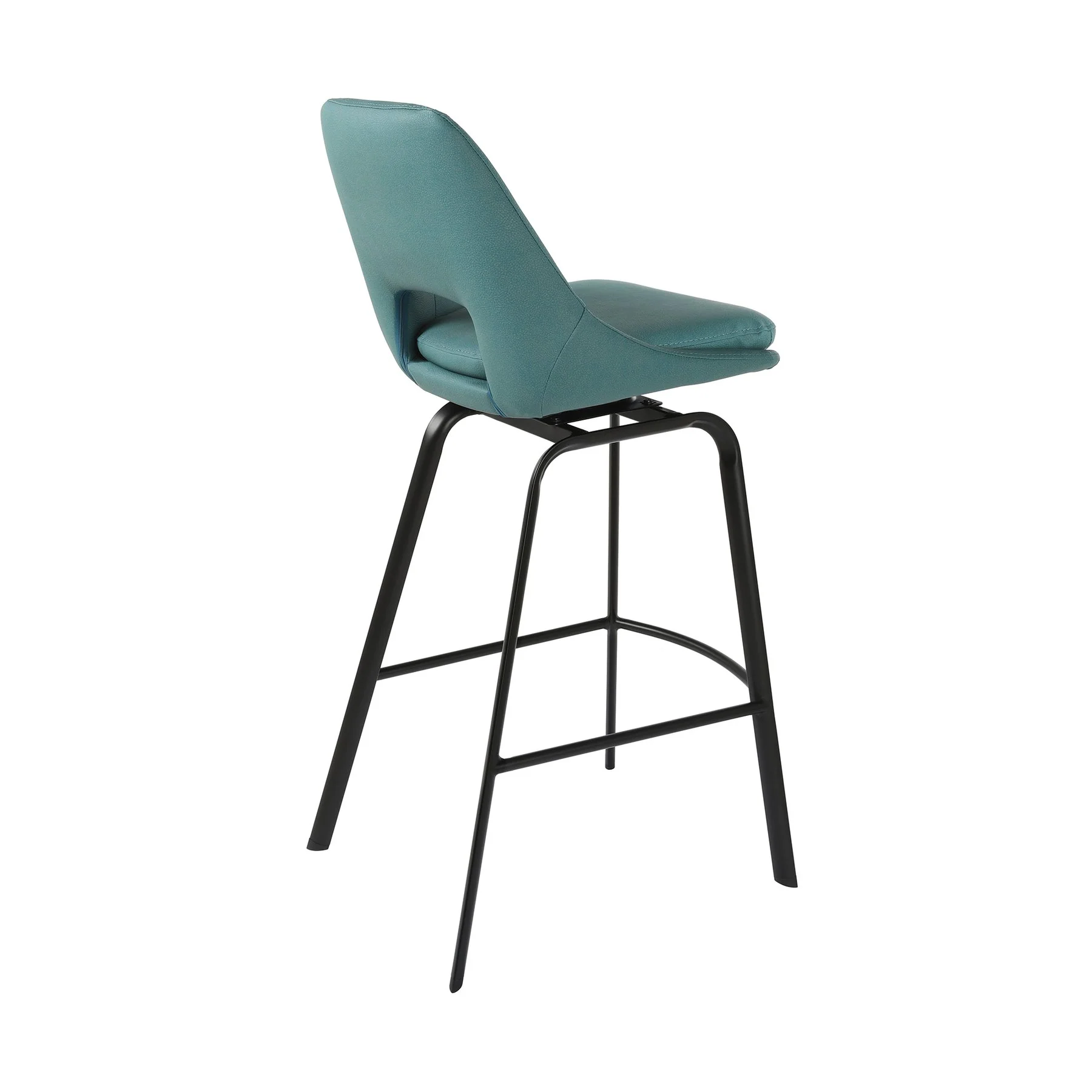 Carise Blue Faux Leather and Black Metal Swivel 30" Bar Stool - Image 4