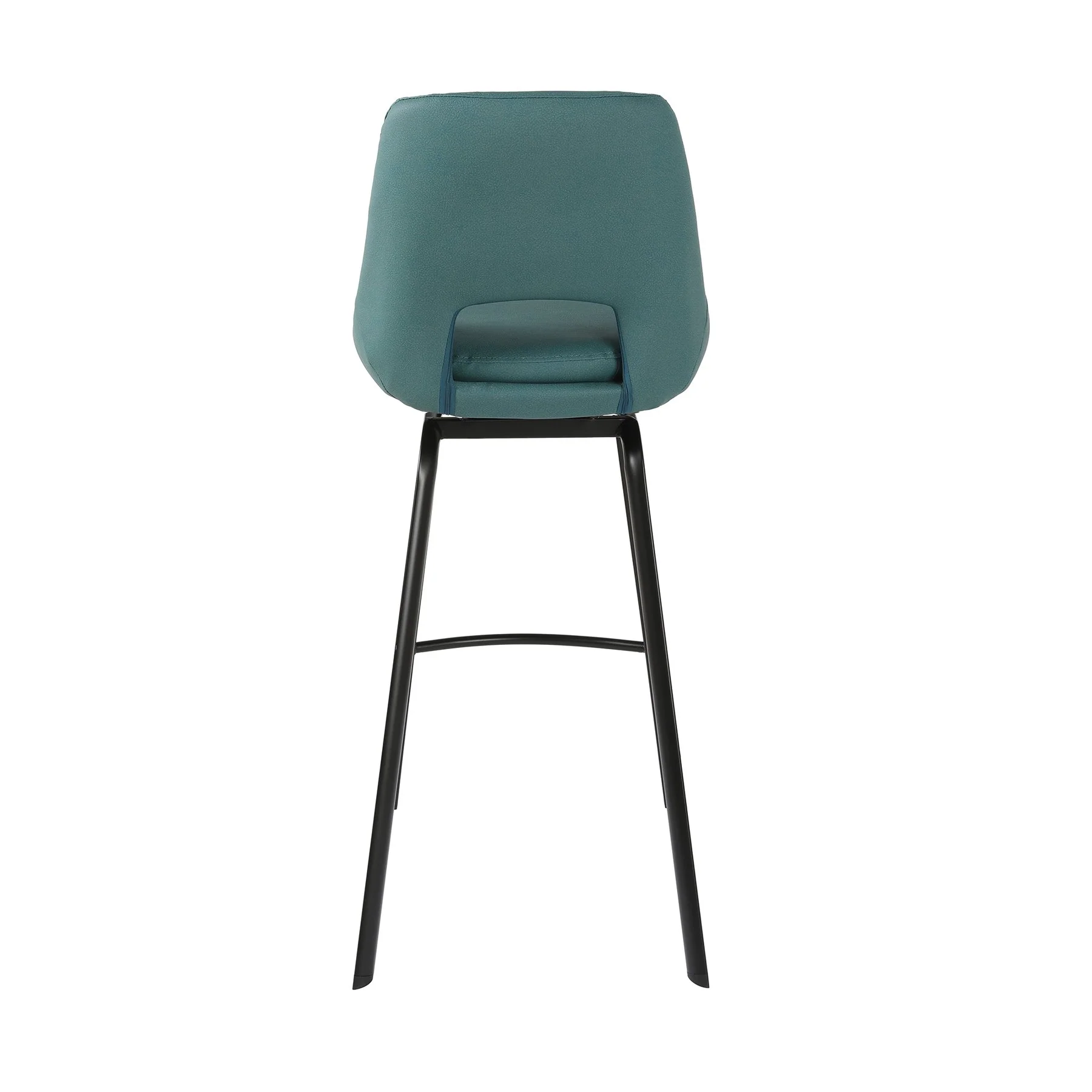Carise Blue Faux Leather and Black Metal Swivel 30" Bar Stool - Image 6