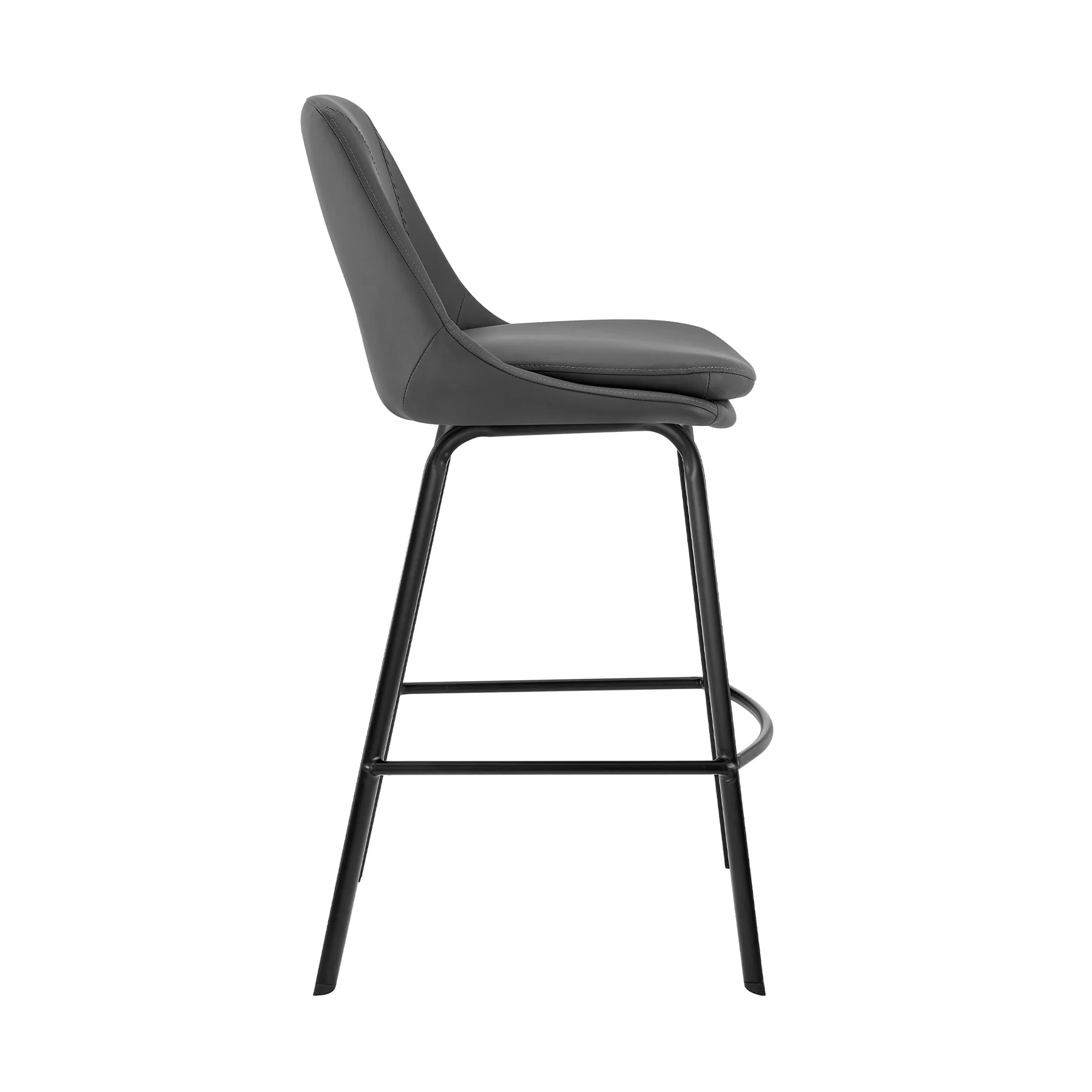 Carise Gray Faux Leather and Black Metal Swivel 30" Bar Stool - Image 3
