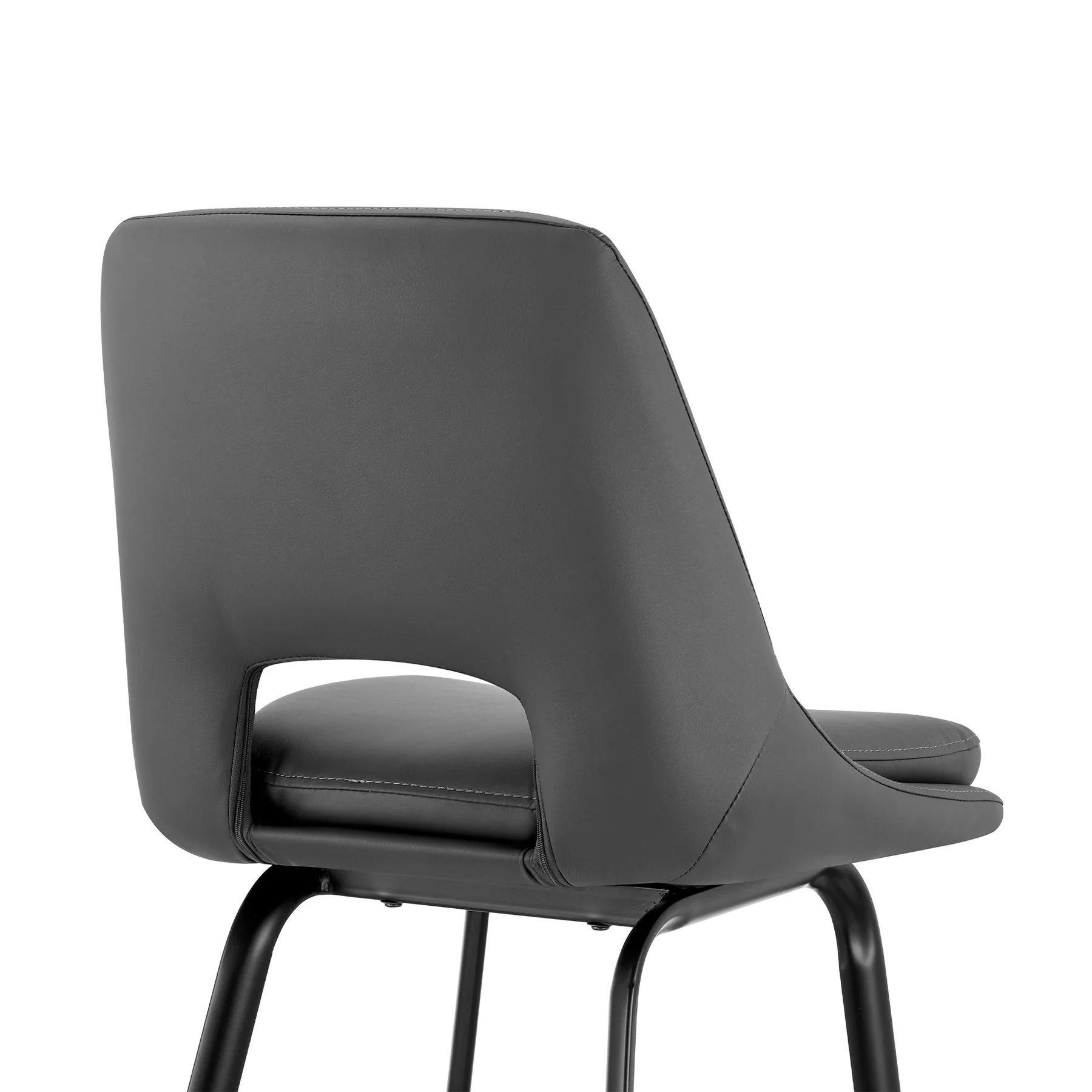 Carise Gray Faux Leather and Black Metal Swivel 30" Bar Stool - Image 7