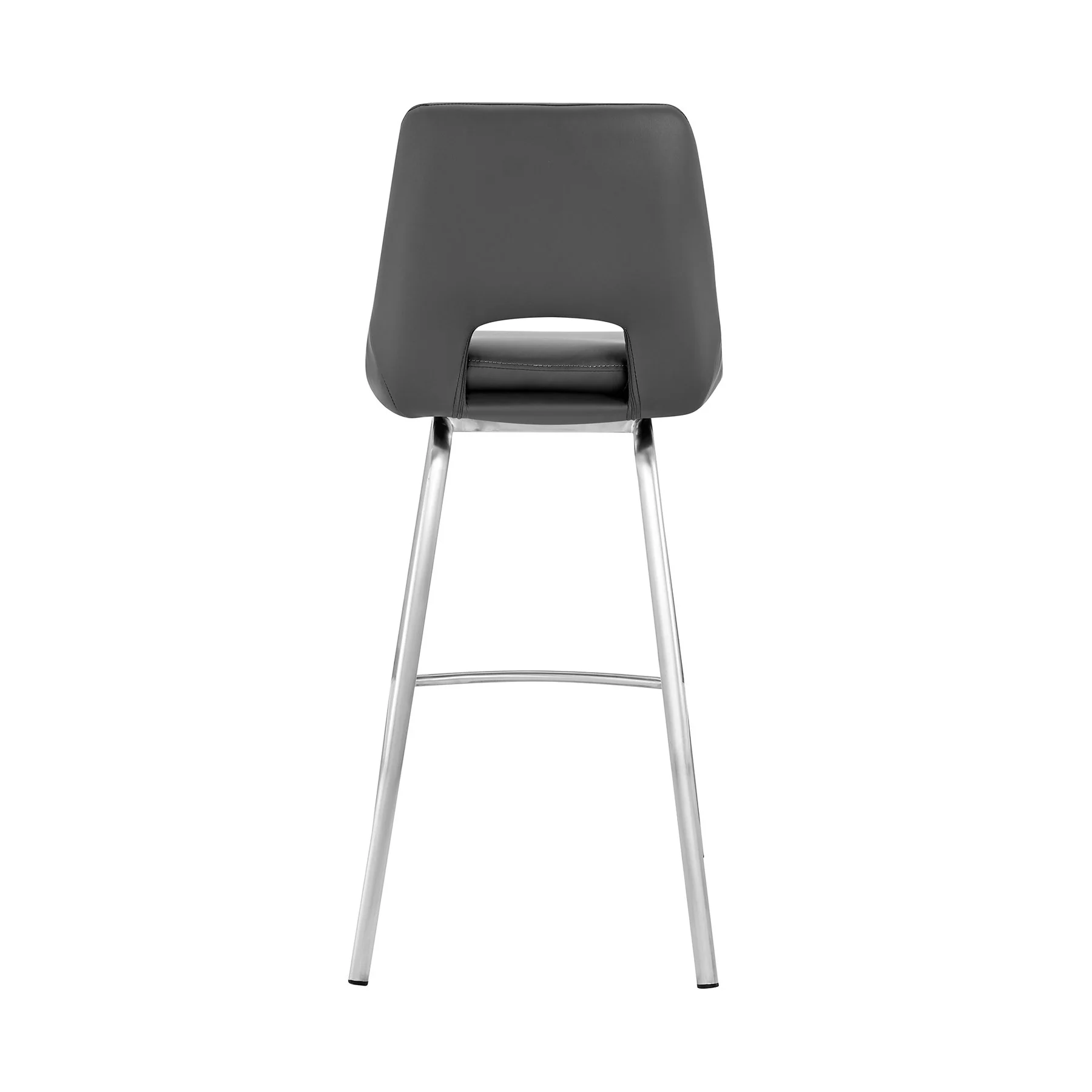Carise Gray Faux Leather and Brushed Stainless Steel Swivel 26" Counter Stool - Image 5