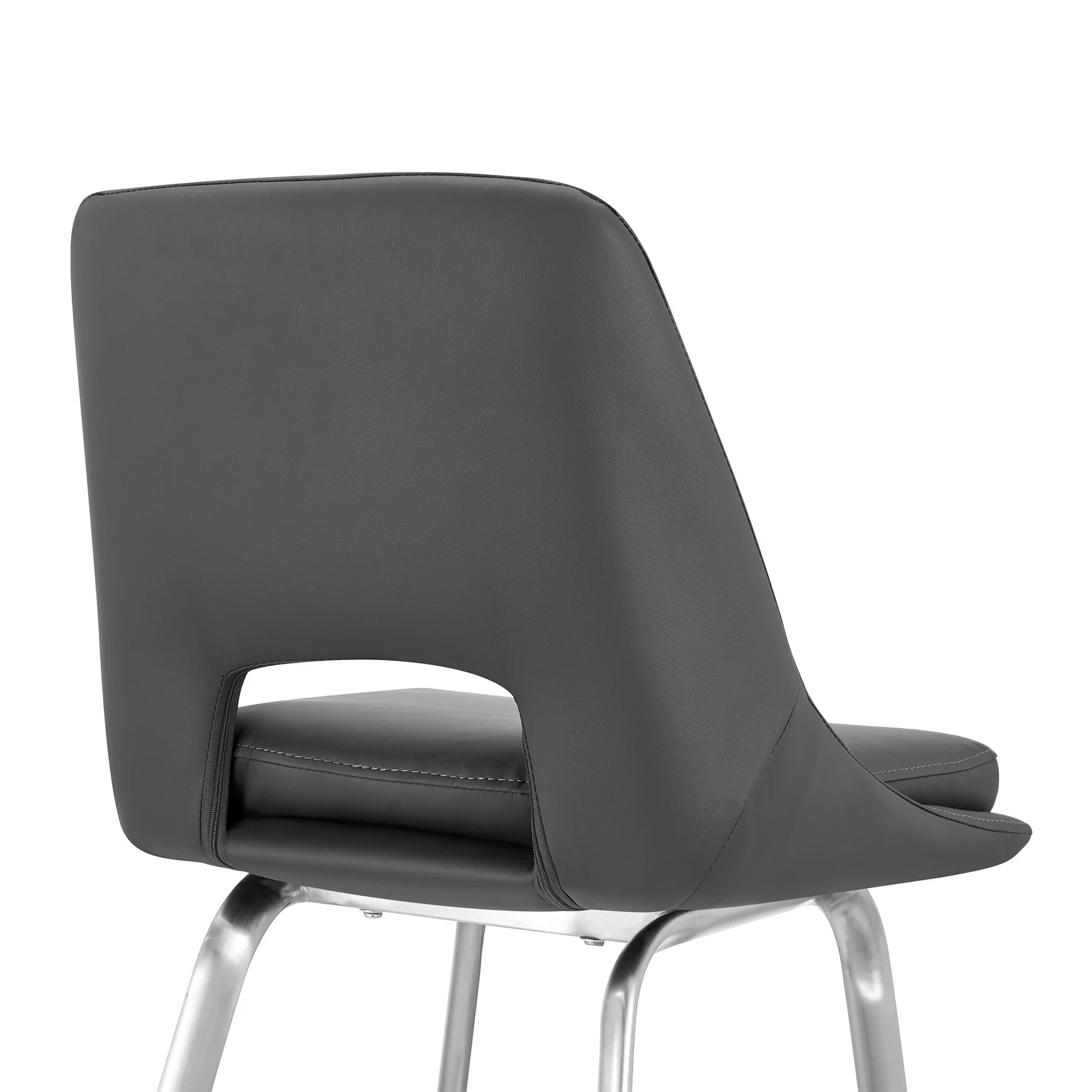 Carise Gray Faux Leather and Brushed Stainless Steel Swivel 26" Counter Stool - Image 7