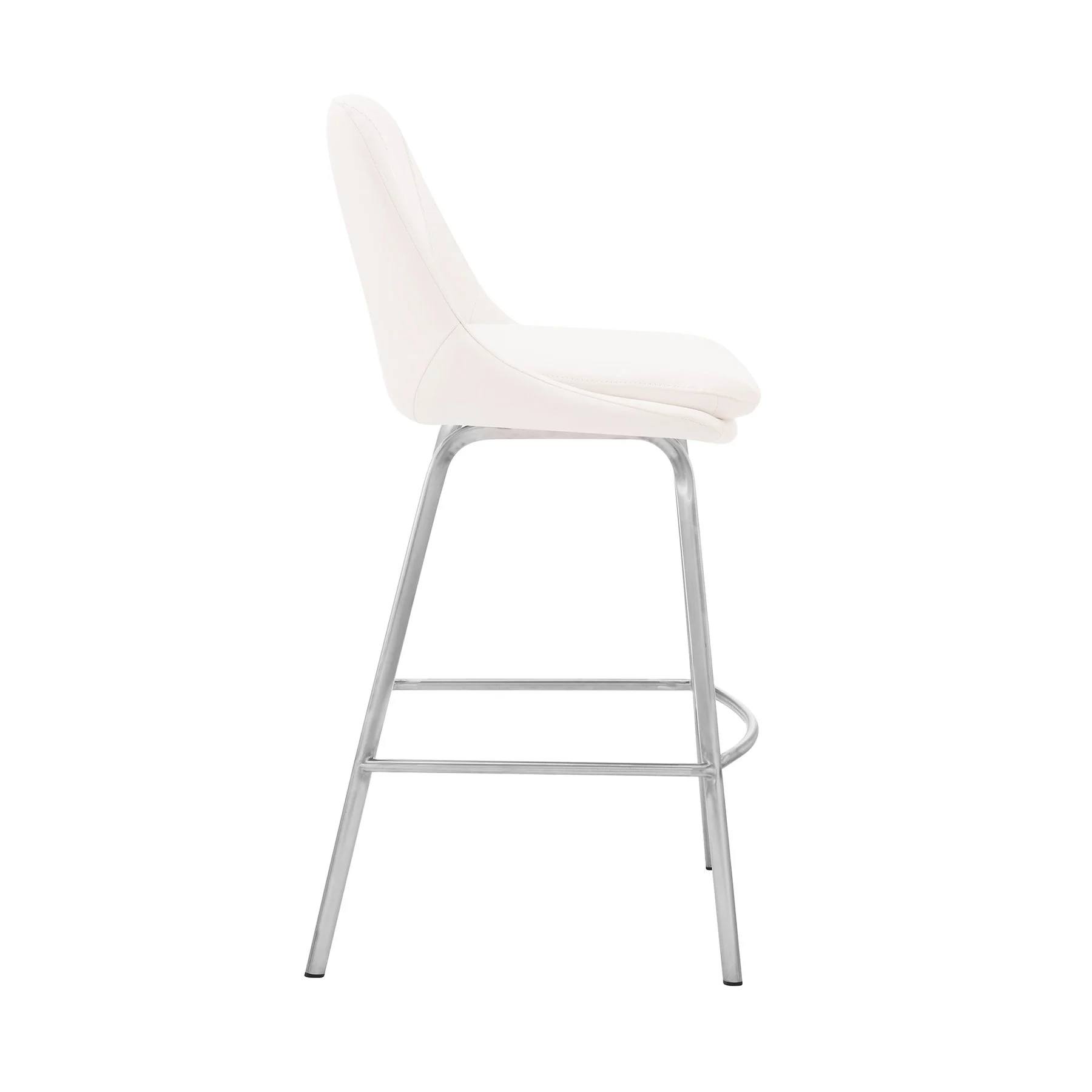 Carise White Faux Leather and Brushed Stainless Steel Swivel 30" Bar Stool - Image 3