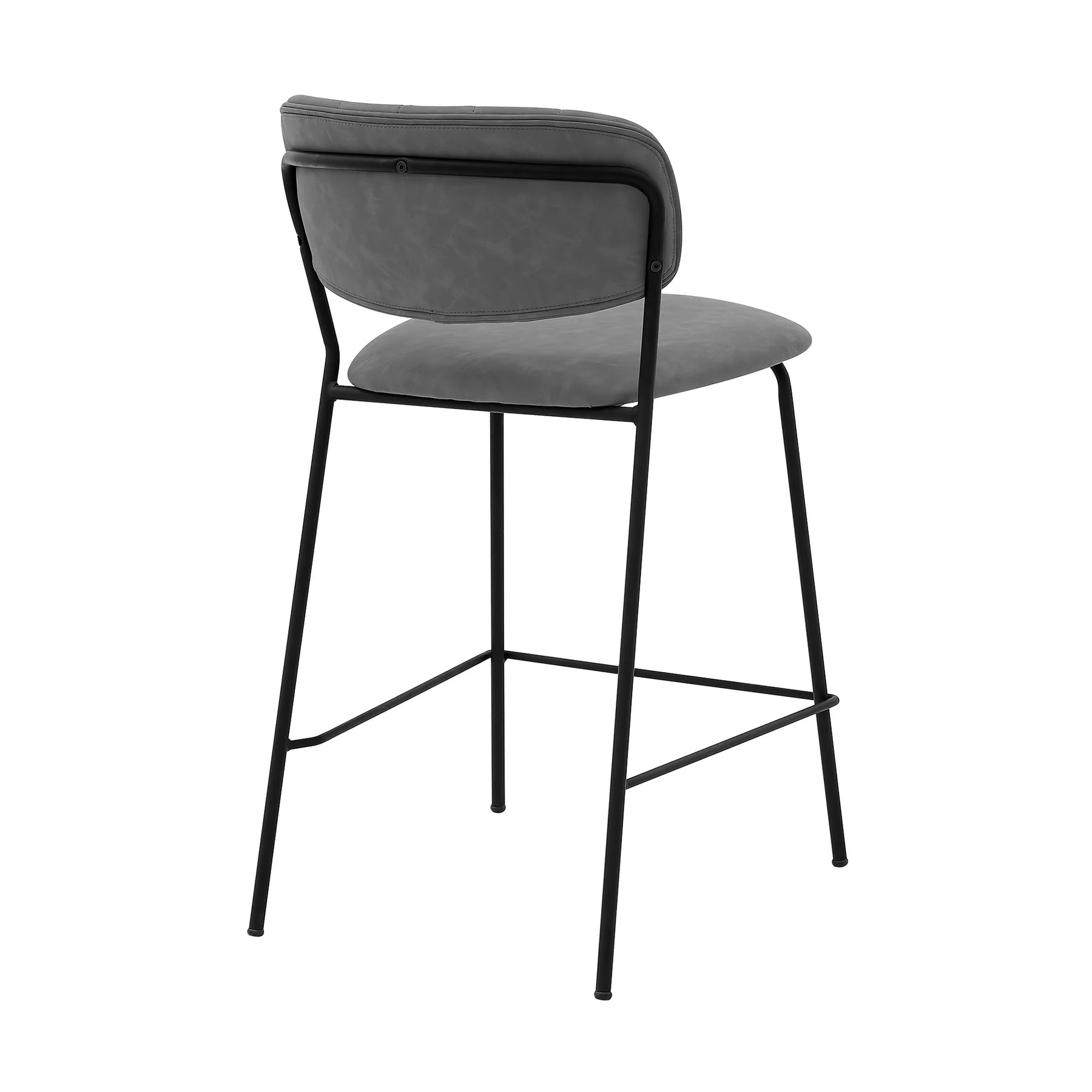 Carlo 26" Gray Faux Leather and Black Metal Counter Height Bar Stool - Image 3