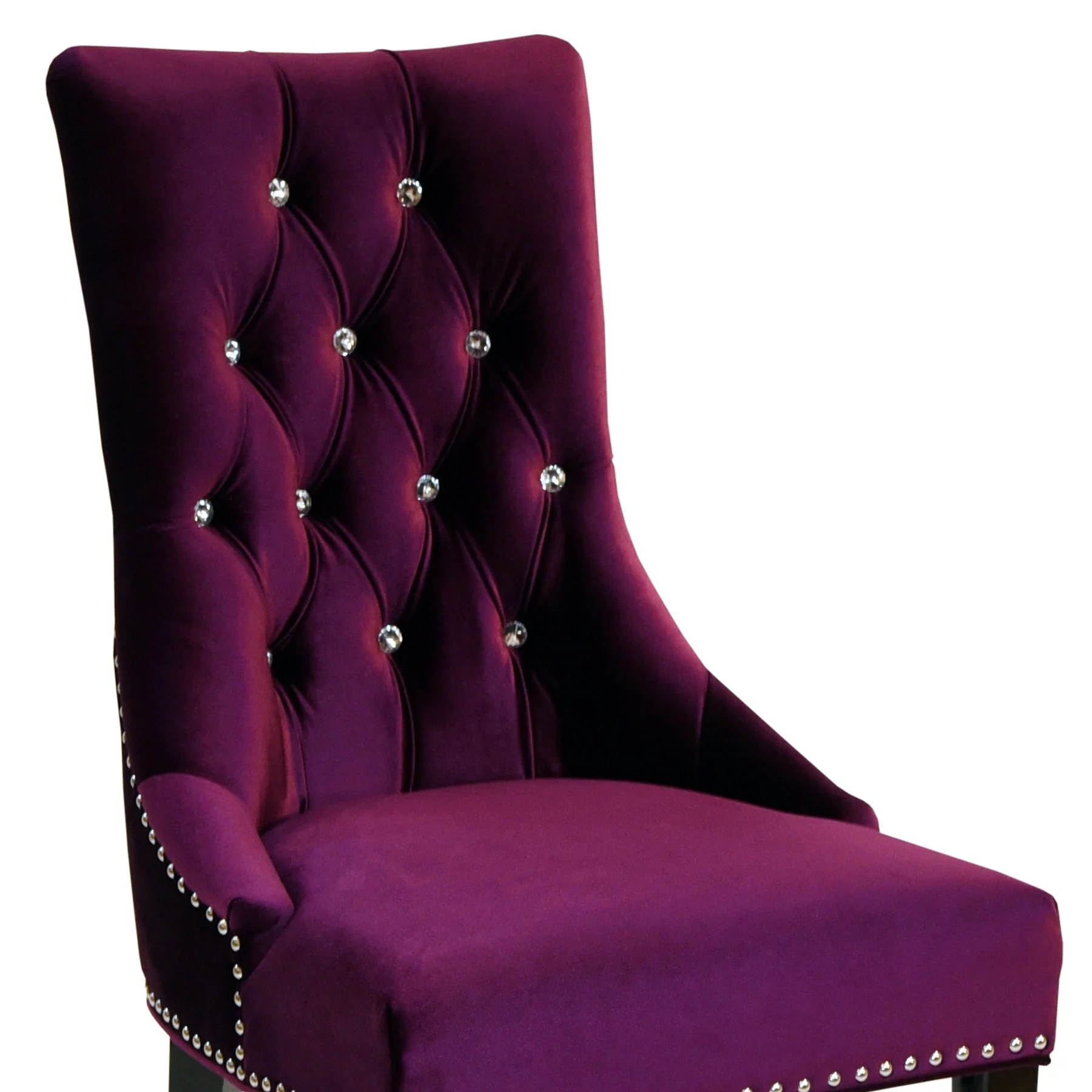 Carlyle Tufted Velvet Side Chair with Nailhead Trim in Purple - Image 3
