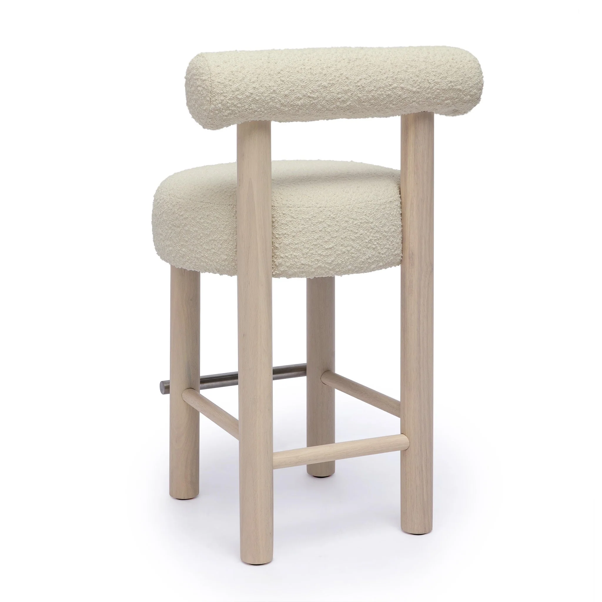 Carmel Cream Boucle and Solid Wood Counter Stool - Image 5
