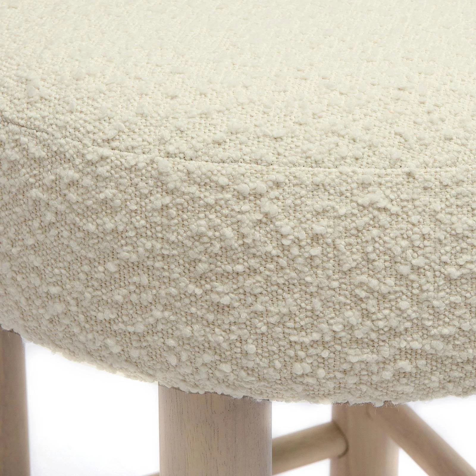 Carmel Cream Boucle and Solid Wood Counter Stool - Image 6