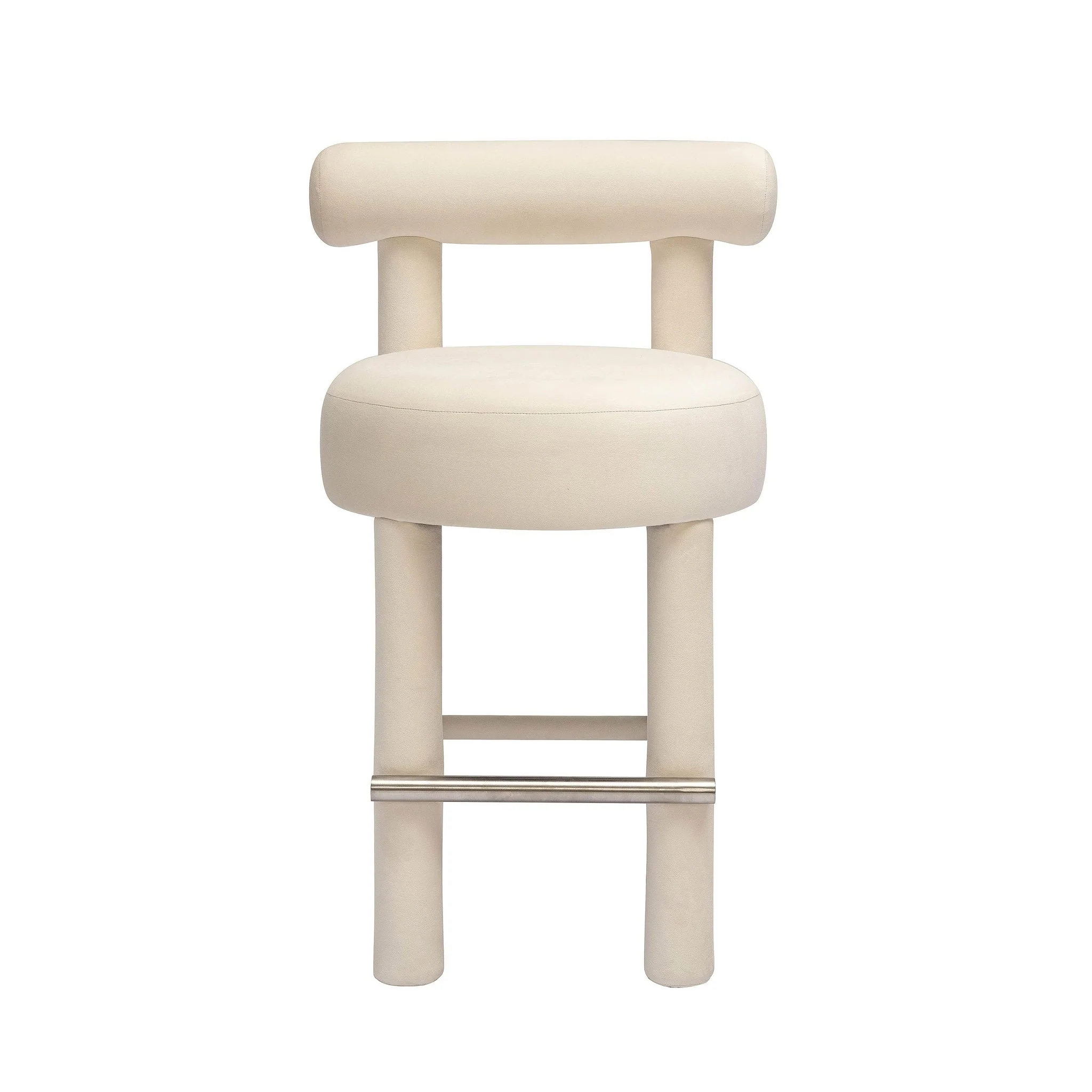 Carmel Cream Velvet Counter Stool - Image 3