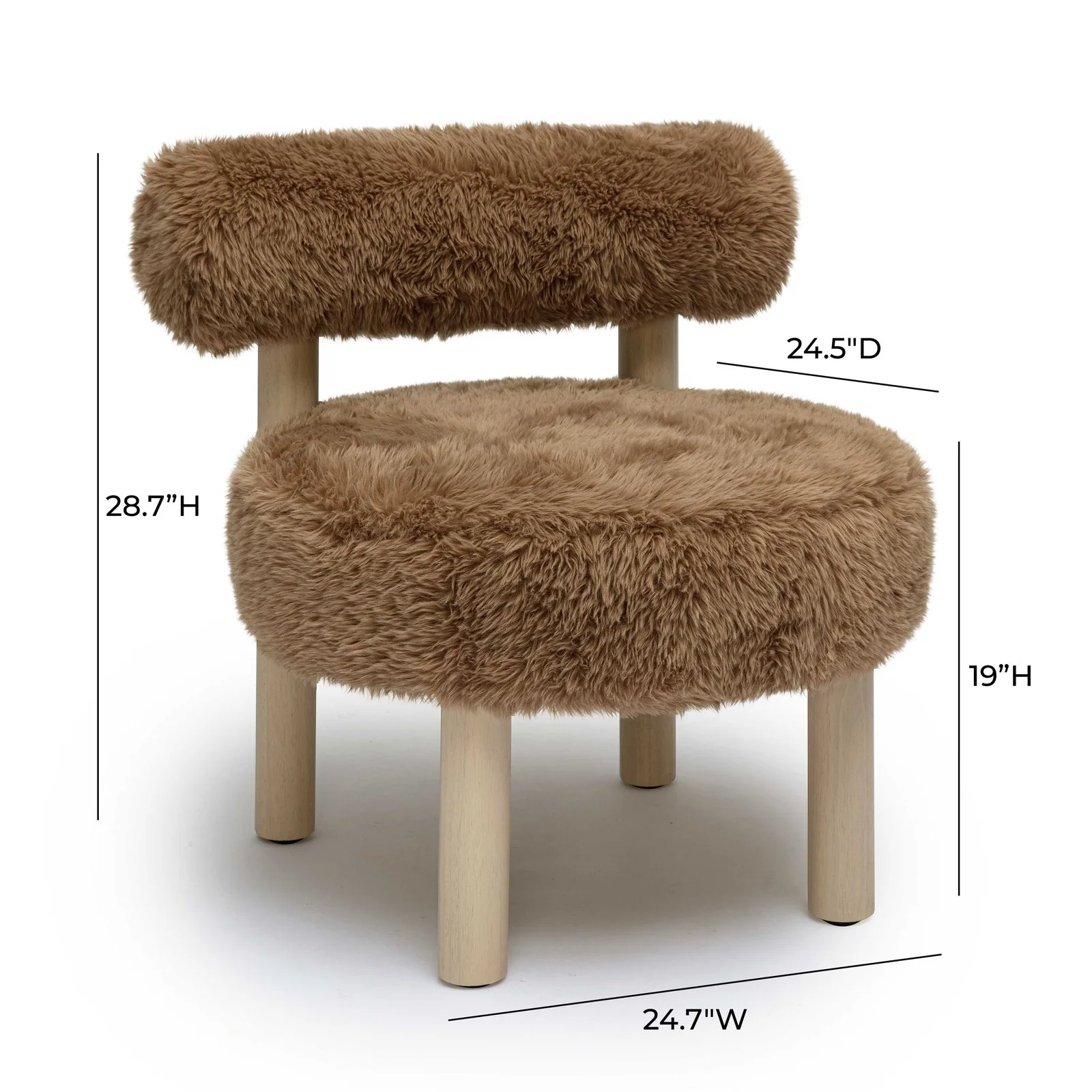 Carmel Dark Taupe Vegan Shearling Accent Chair - Image 7