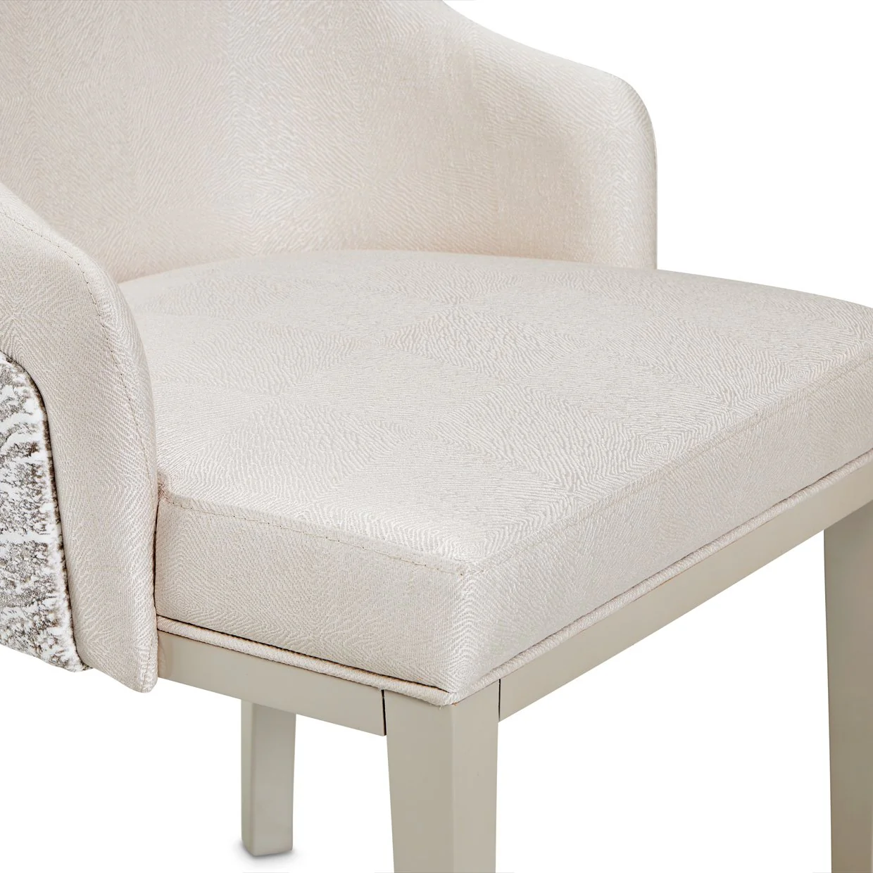 Carmela Dining Arm Chair - Shimmer Ivory - Image 12