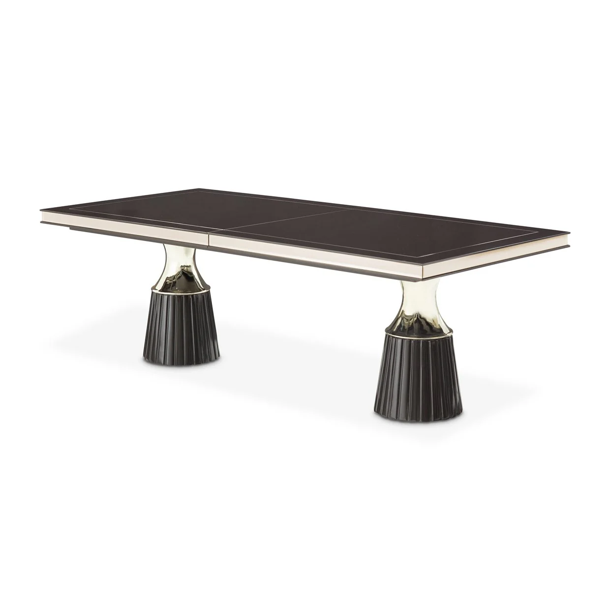 Carmela Double Pedestal Dining Table - Glossy Charcoal Sand - Image 2