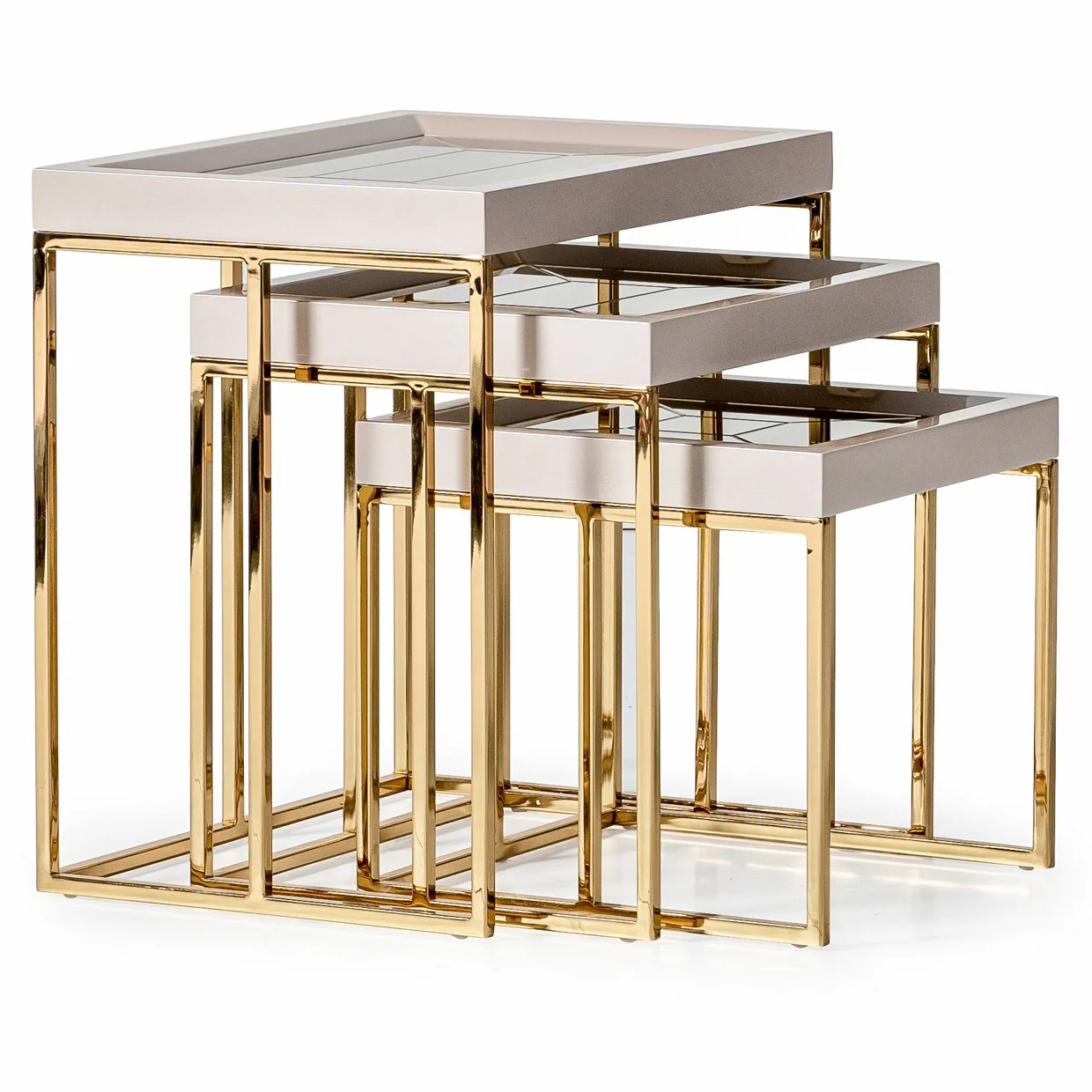 Carmela Nesting Tables, Set of 3 - Shimmer Ivory - Image 2