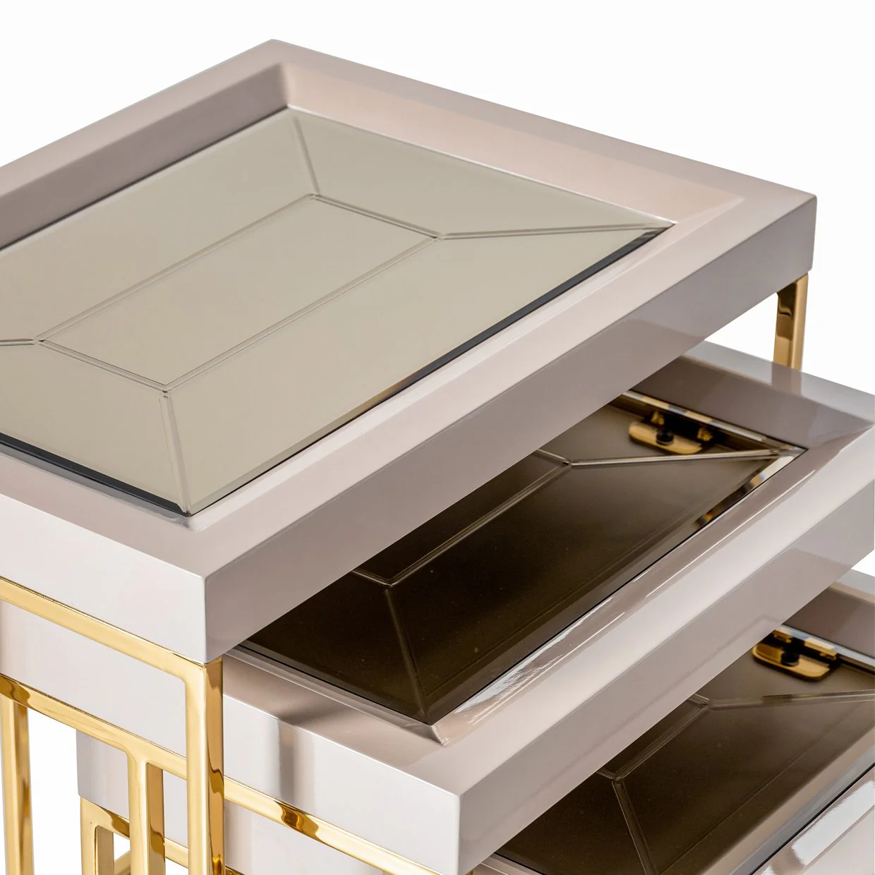 Carmela Nesting Tables, Set of 3 - Shimmer Ivory - Image 4