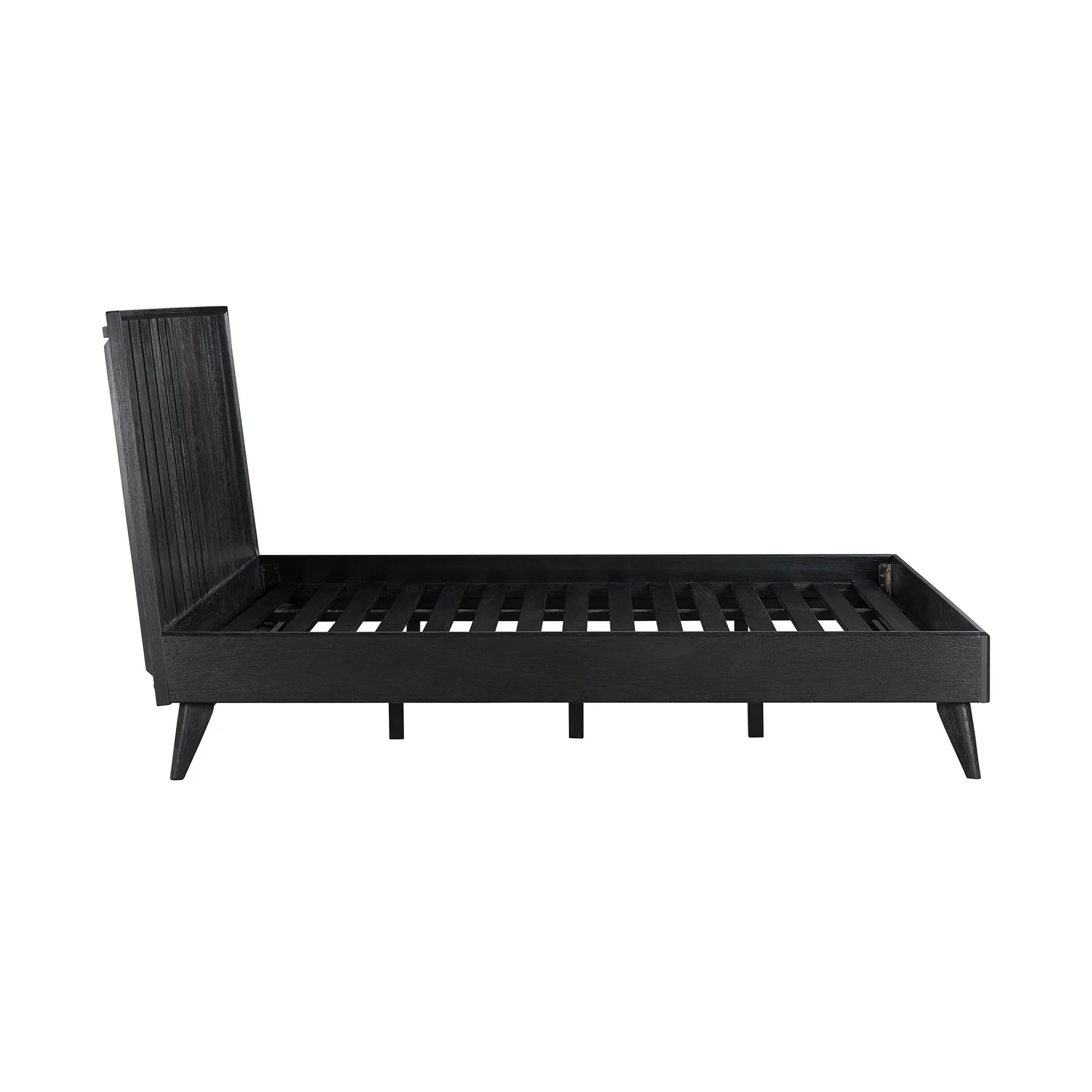 Carnaby King Platform Bed Frame in Black Brushed Oak Wood - Image 3
