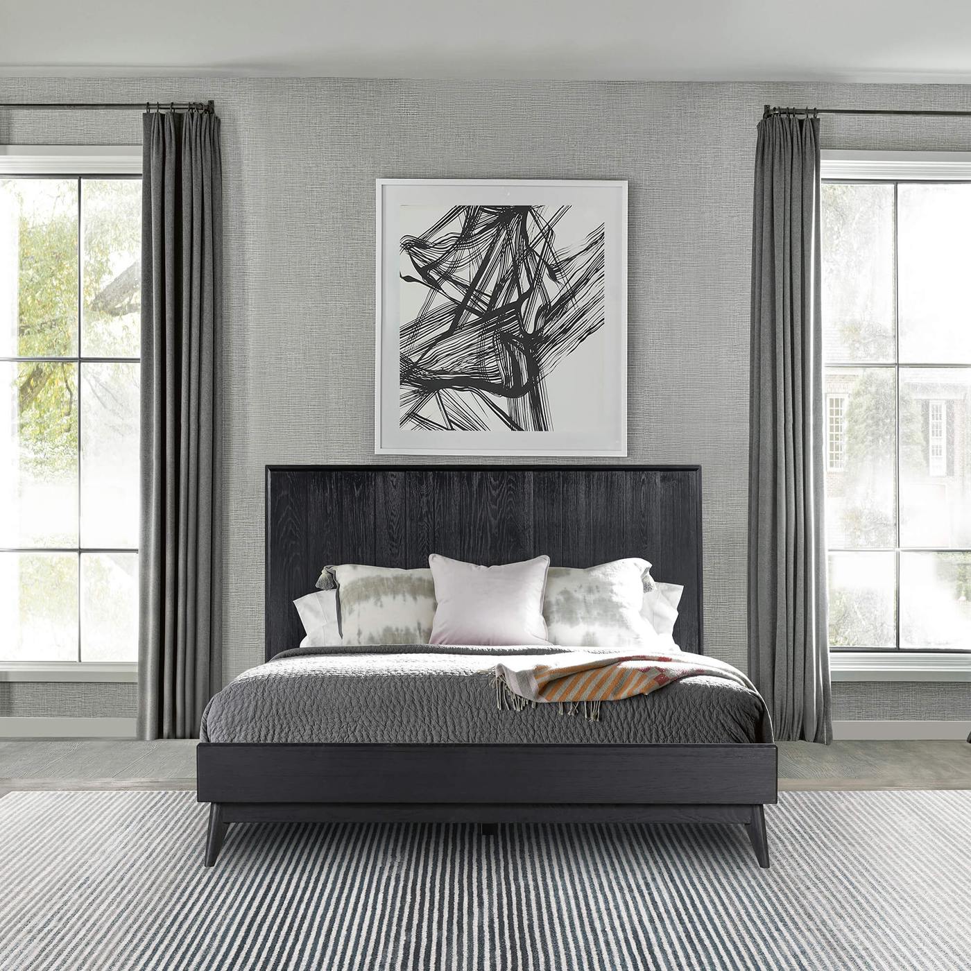 Carnaby Queen Platform Bed Frame in Black Brushed Oak Wood - Image 10