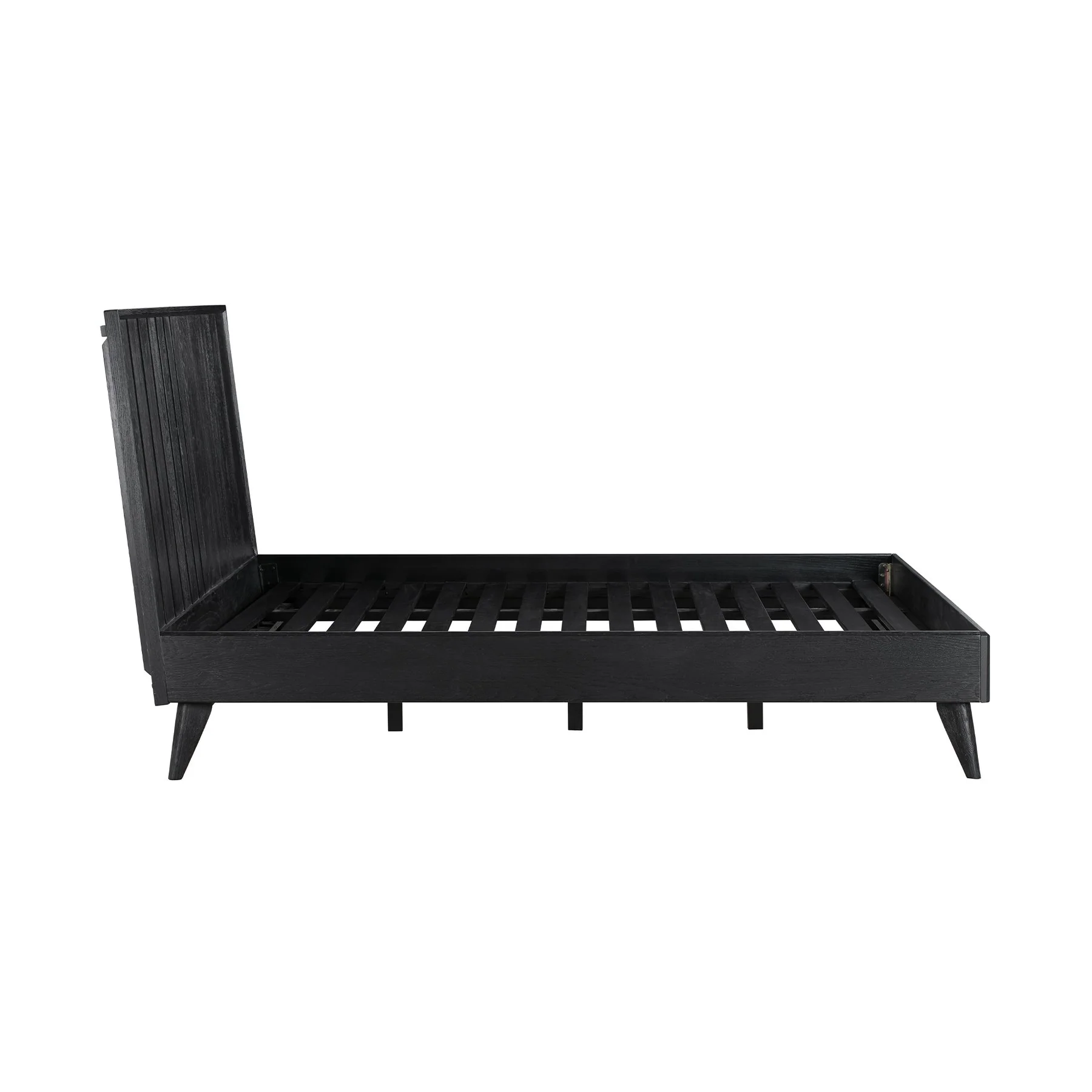 Carnaby Queen Platform Bed Frame in Black Brushed Oak Wood - Image 3