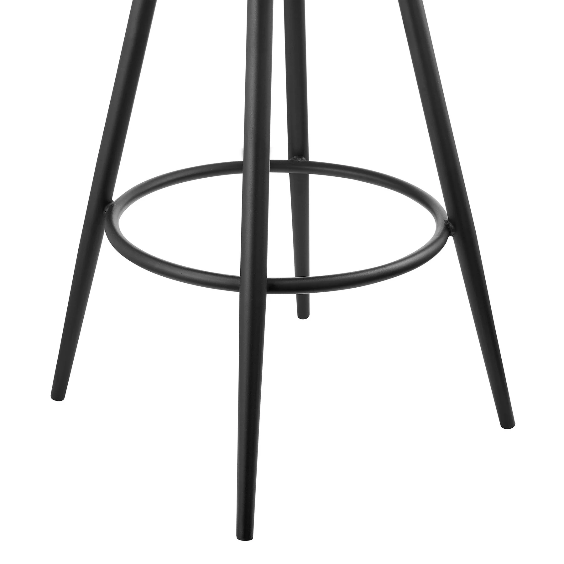 Carnation 30" Swivel Bar Stool in Black Iron with Vintage Gray Faux Leather and Black Wood Back - Image 8