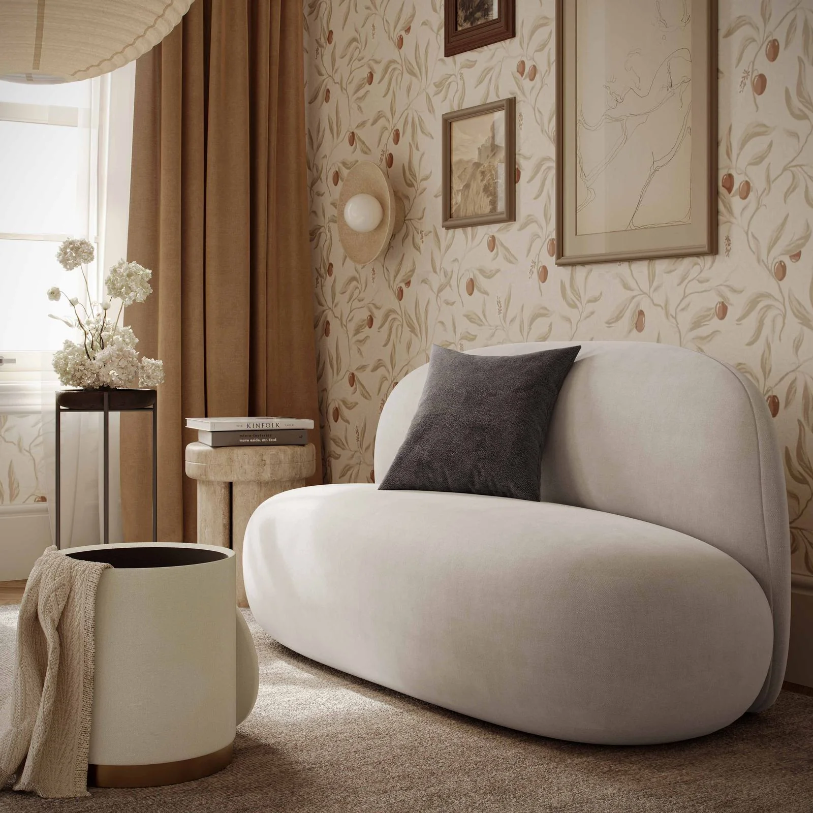 Carraway Taupe Upcycled Chenille Loveseat - Image 2