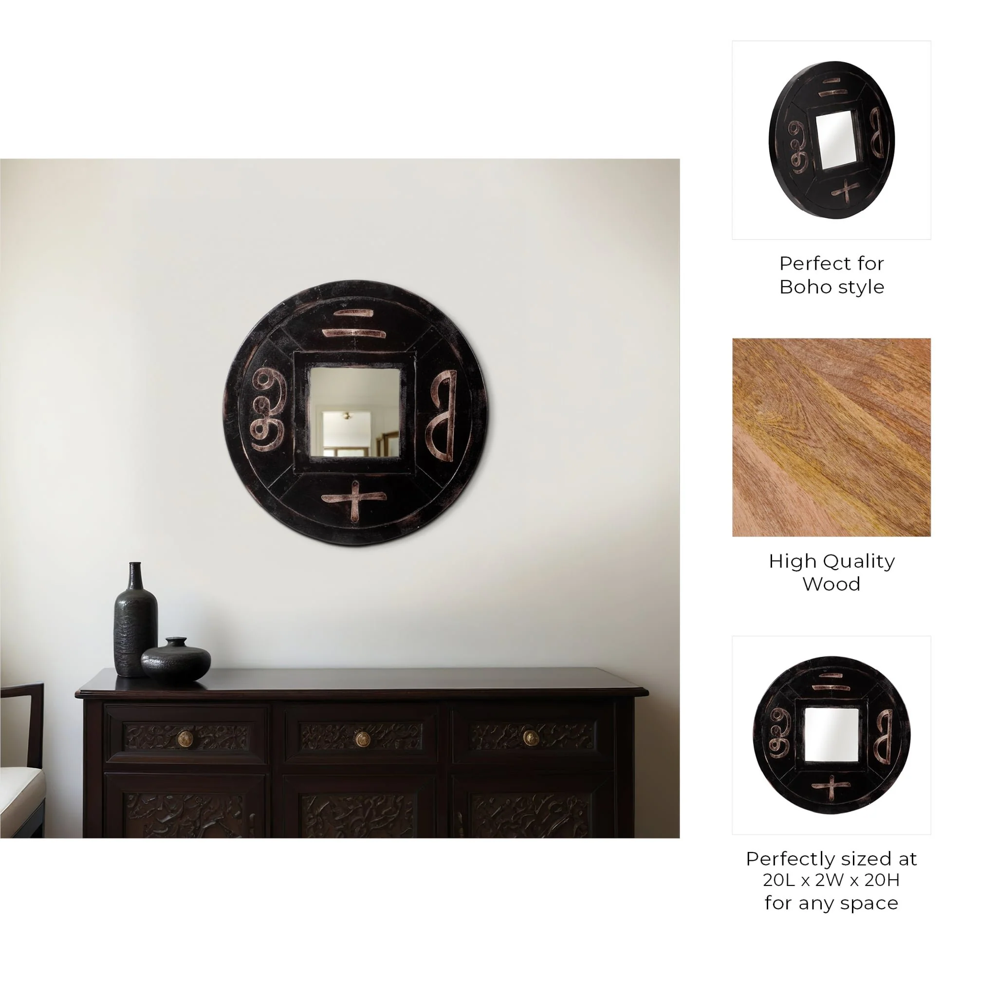 Carved Mirror, Brown - Image 7