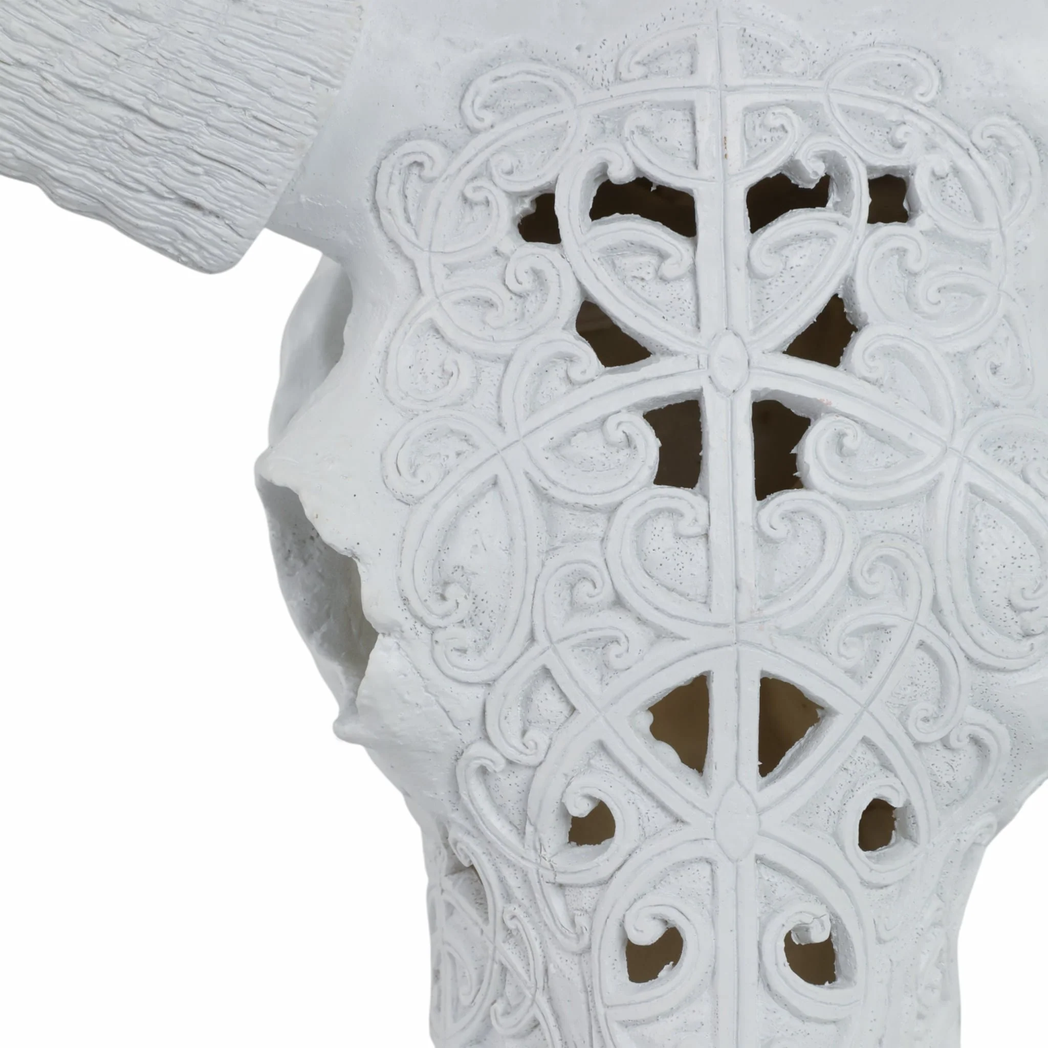 Carved White Bull Skull 18" Kd - Image 4