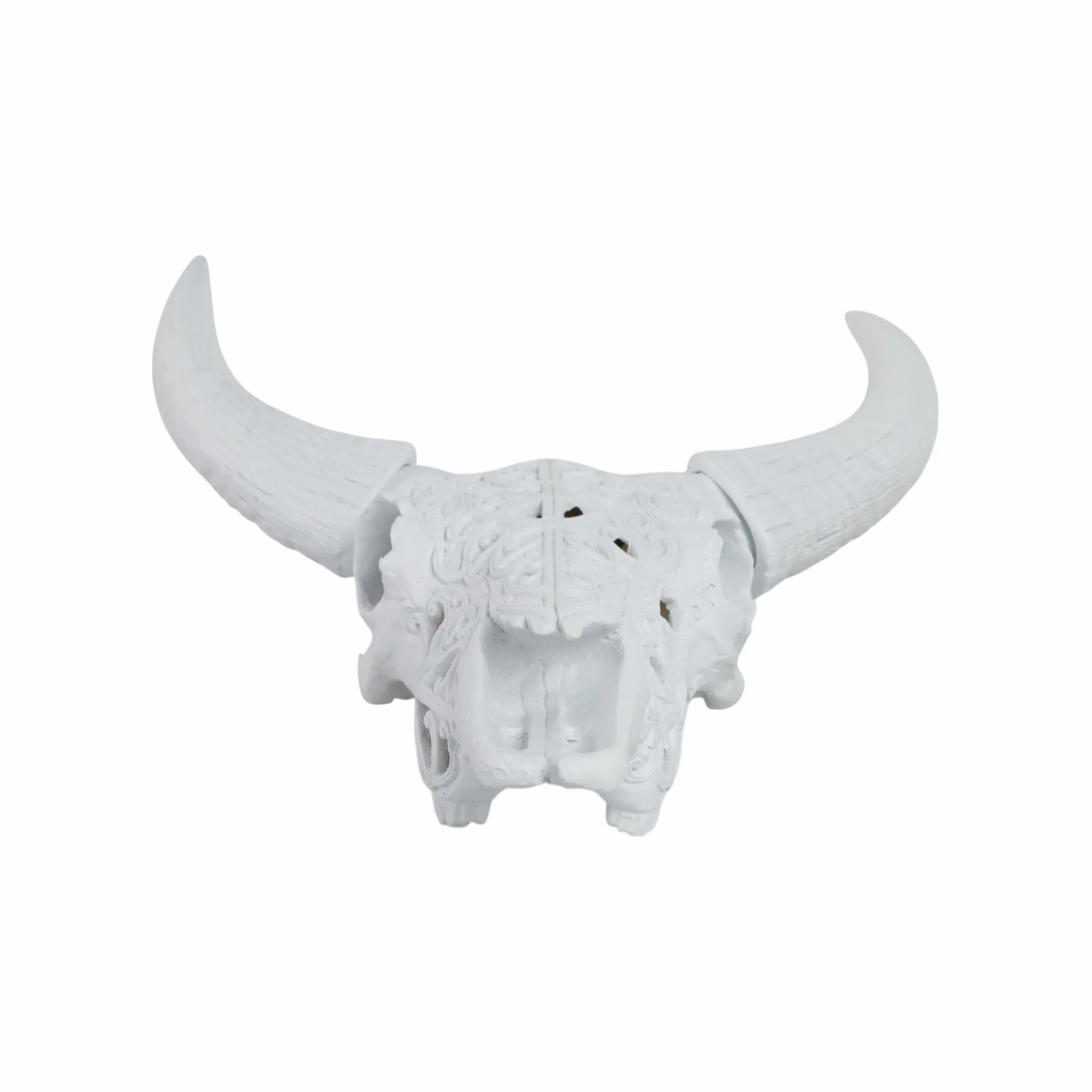 Carved White Bull Skull 18" Kd - Image 6