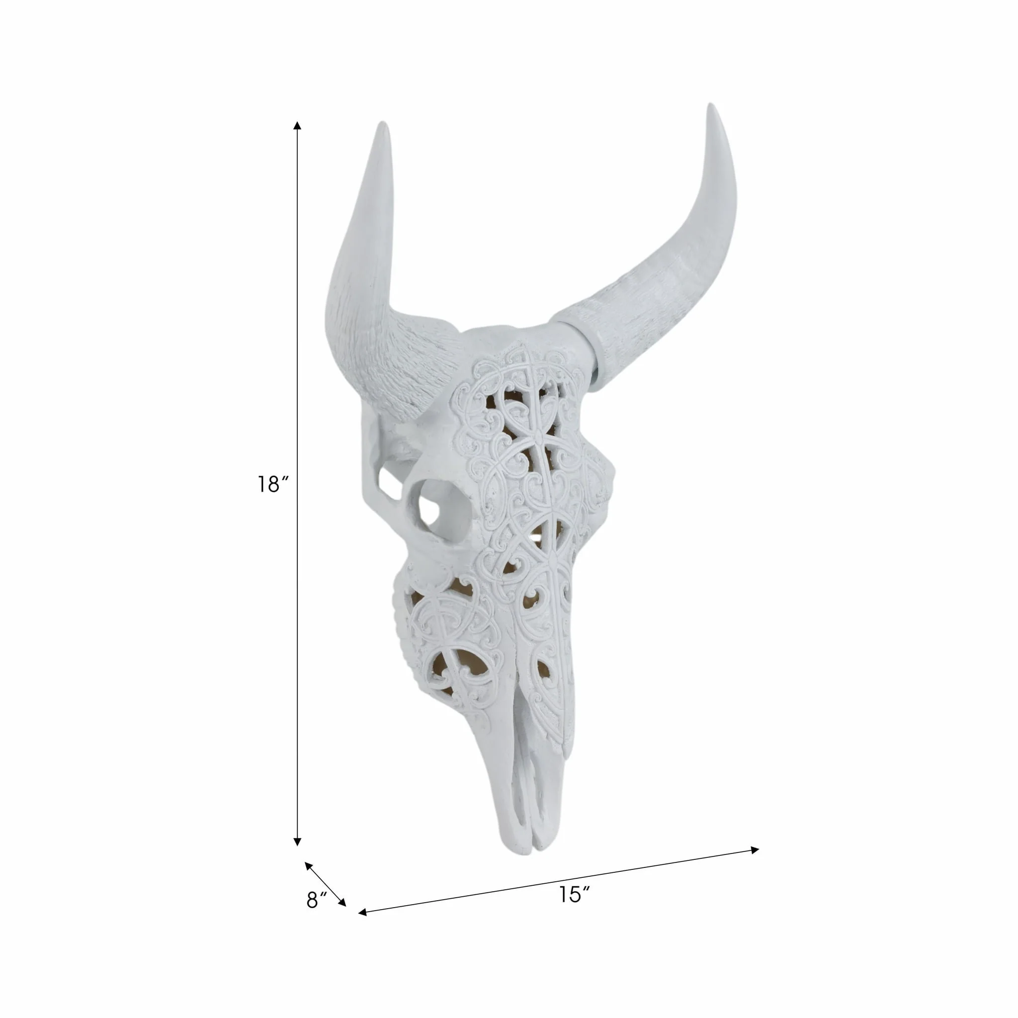 Carved White Bull Skull 18" Kd - Image 7