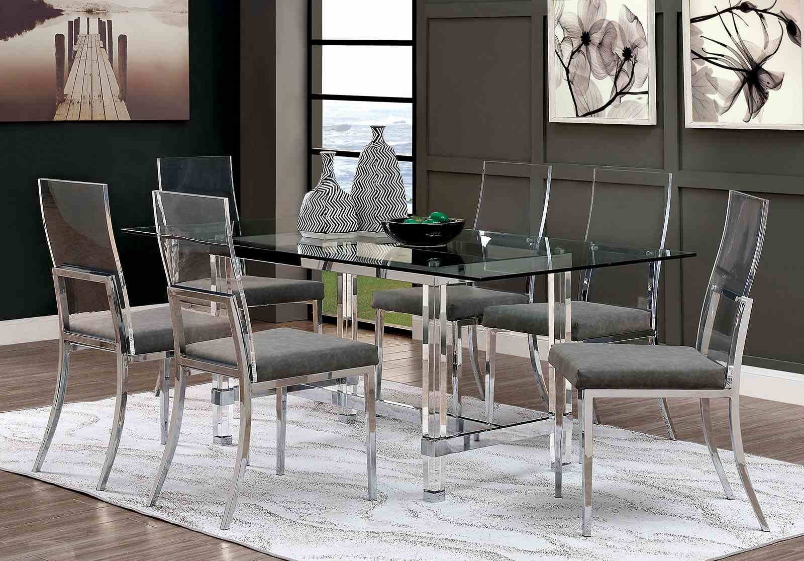 Casper 7 Pc. Dining Table Set, Black Chairs - Image 2