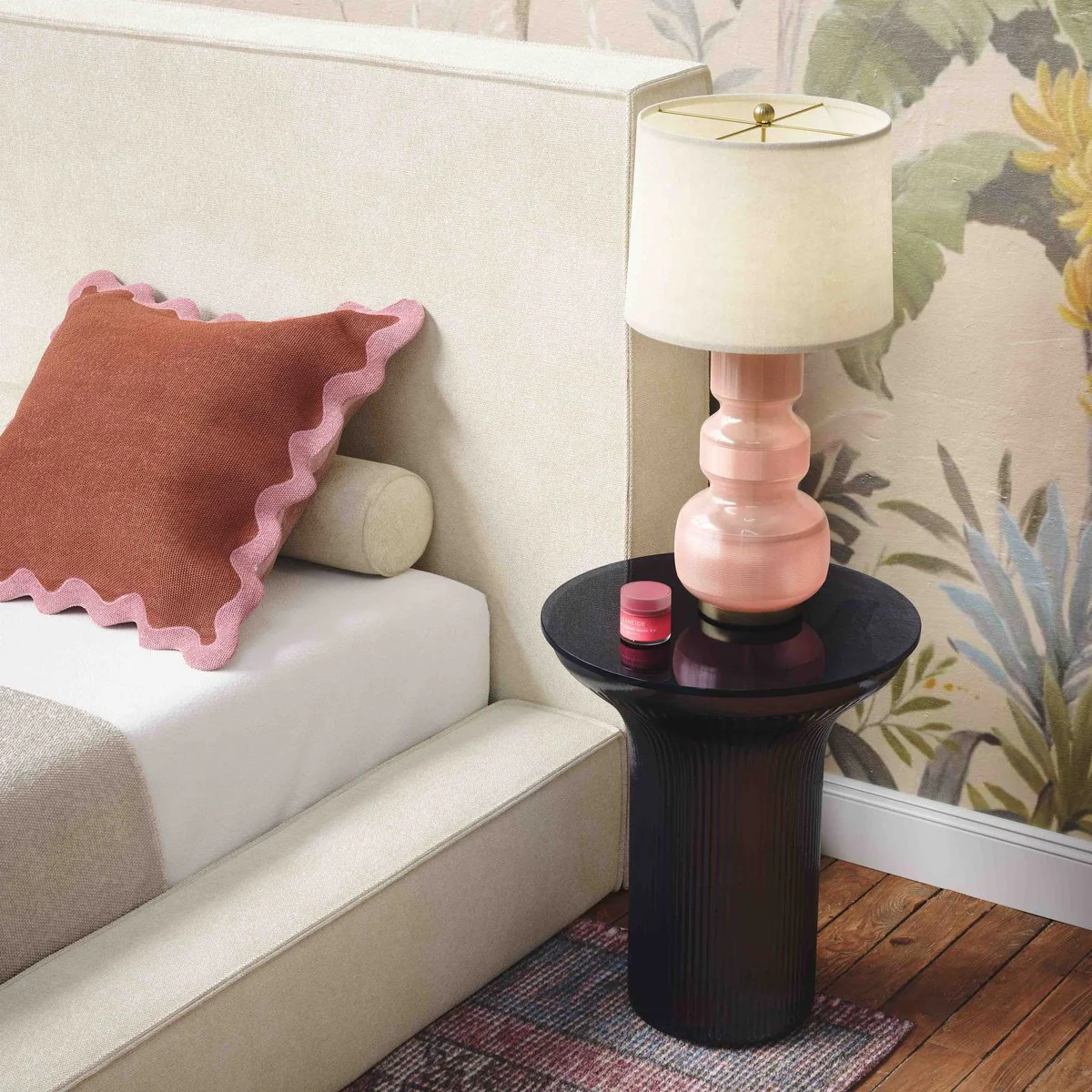 Cassandra Midnight Blue Glass Flared Side Table - Image 2