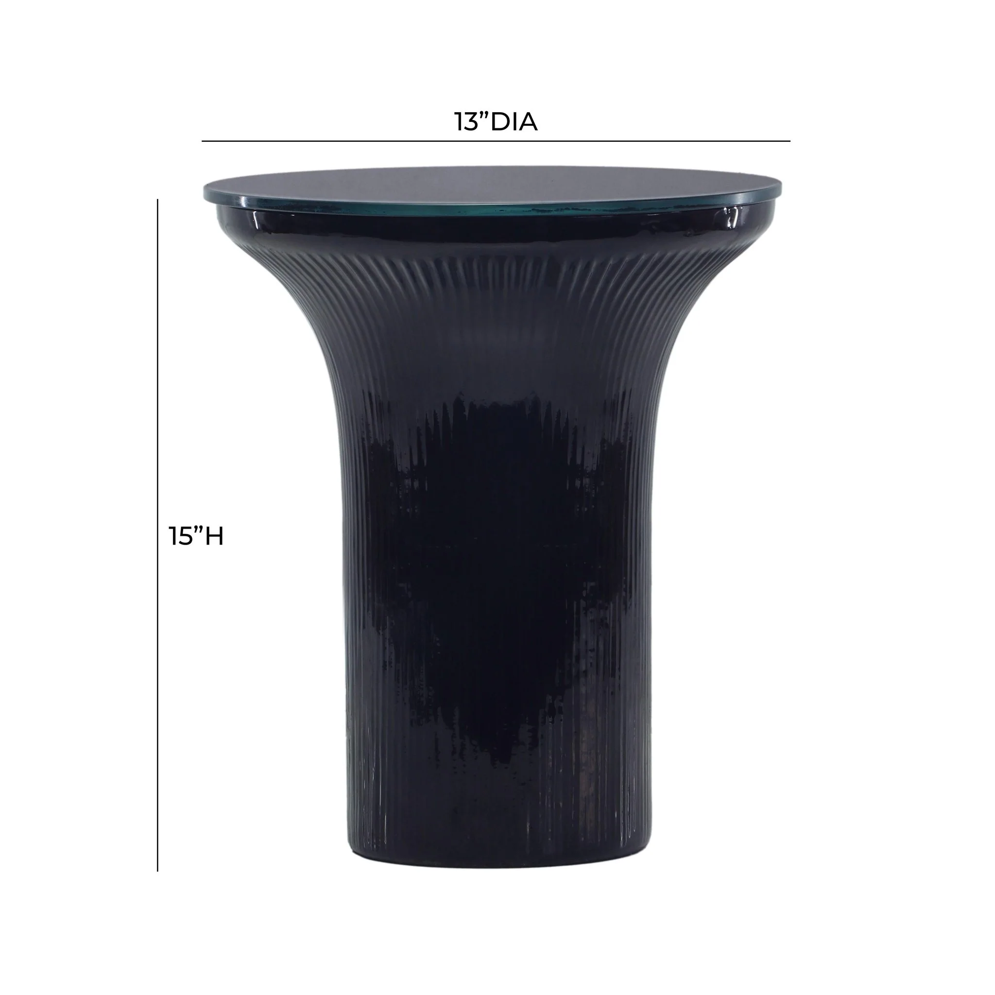 Cassandra Midnight Blue Glass Flared Side Table - Image 5