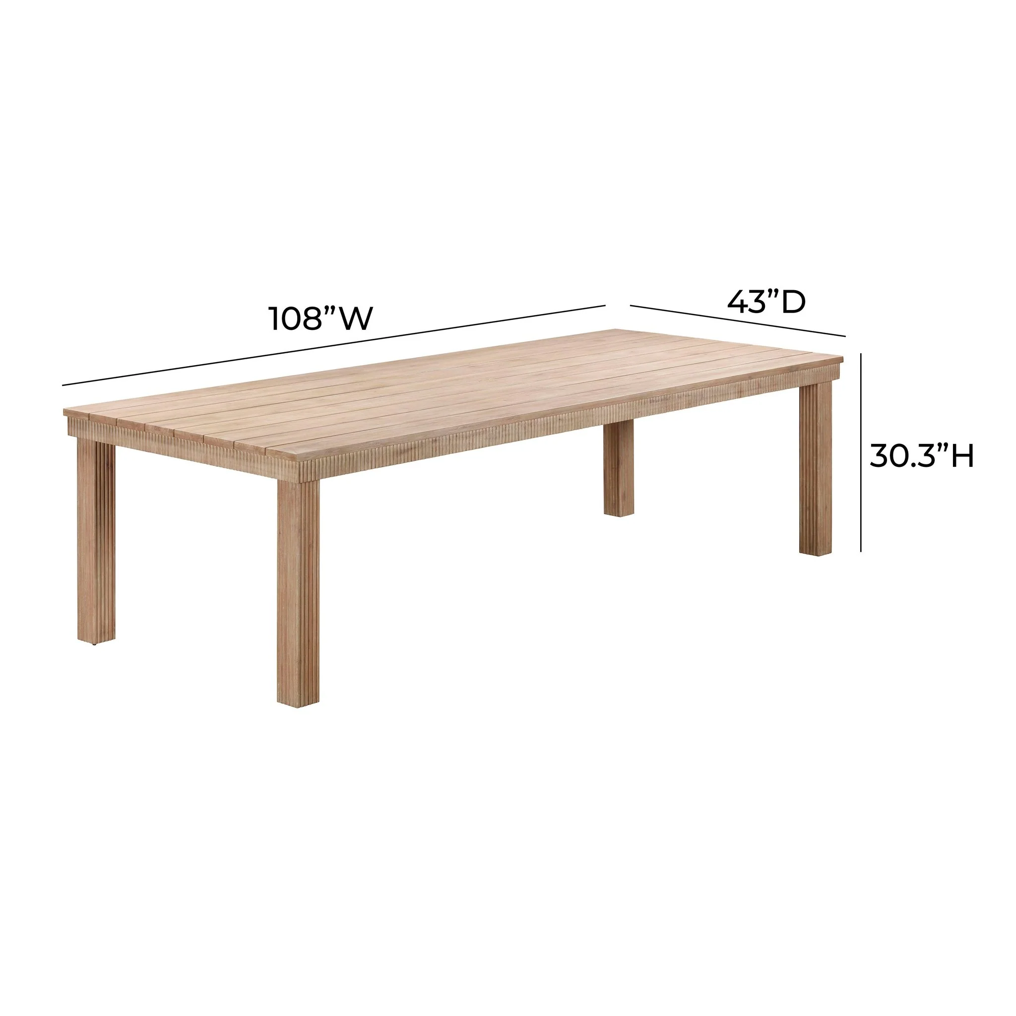 Cassie Natural 108 Inch Rectangular Outdoor Dining Table - Image 6
