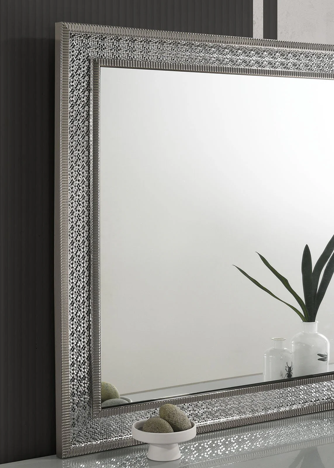 Cassiopeia Rect Mirror, Metallic Gray - Image 3