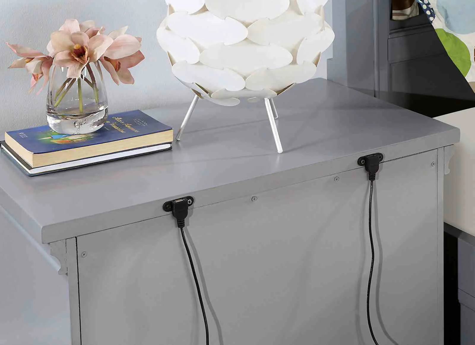 Castlile Nightstand w/ USB, Gray - Image 3