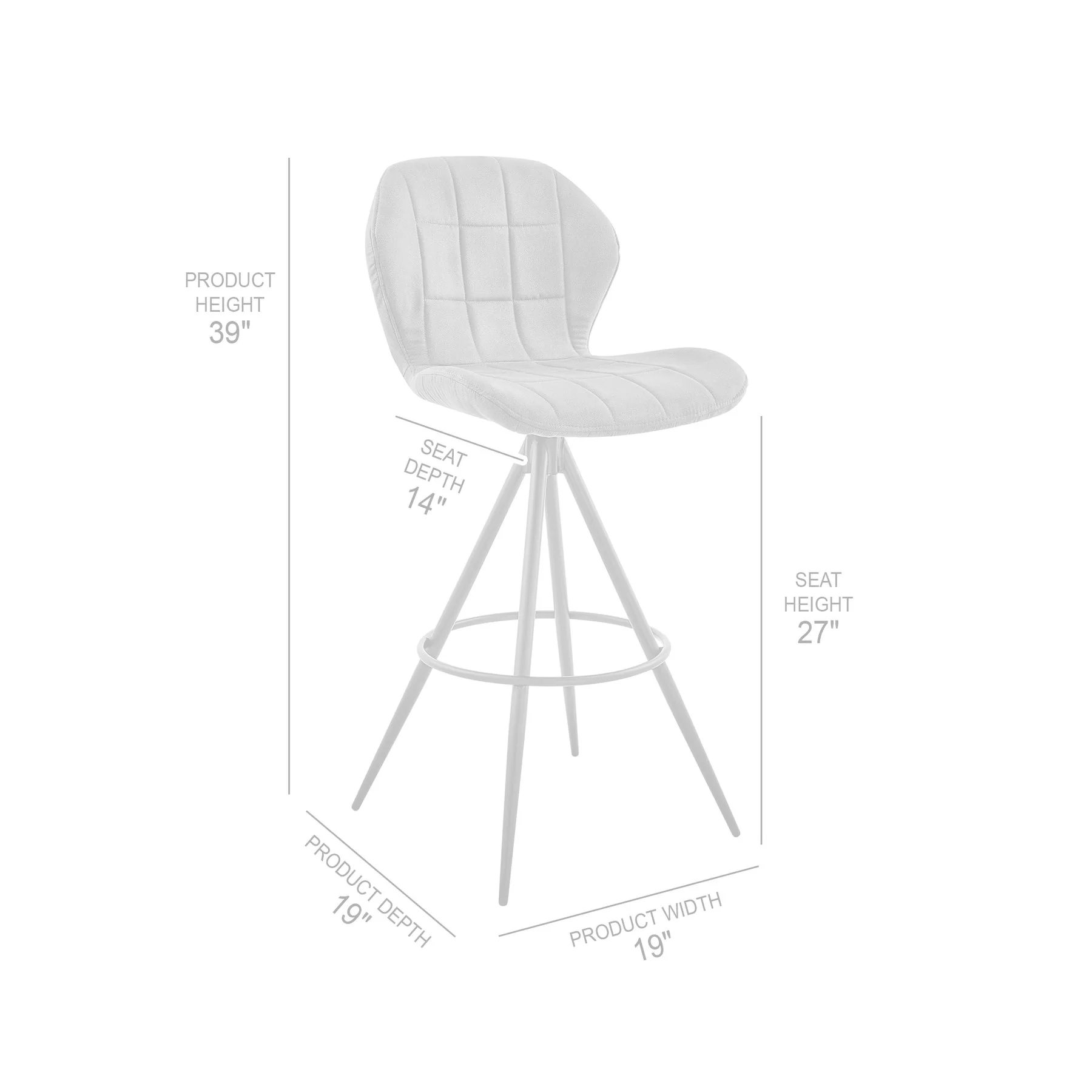 Catalina 26" Counter Height Bar Stool in Charcoal Fabric and Black Finish - Image 8