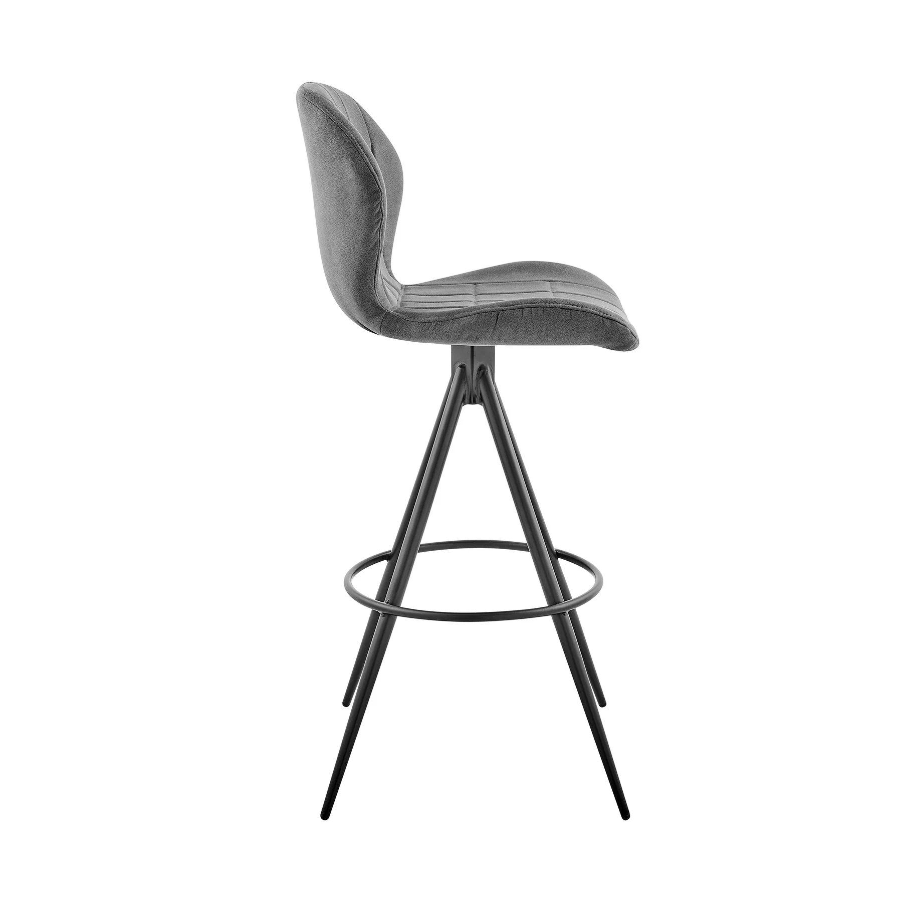 Catalina 30" Bar Height Bar Stool in Charcoal Fabric and Black Finish - Image 3