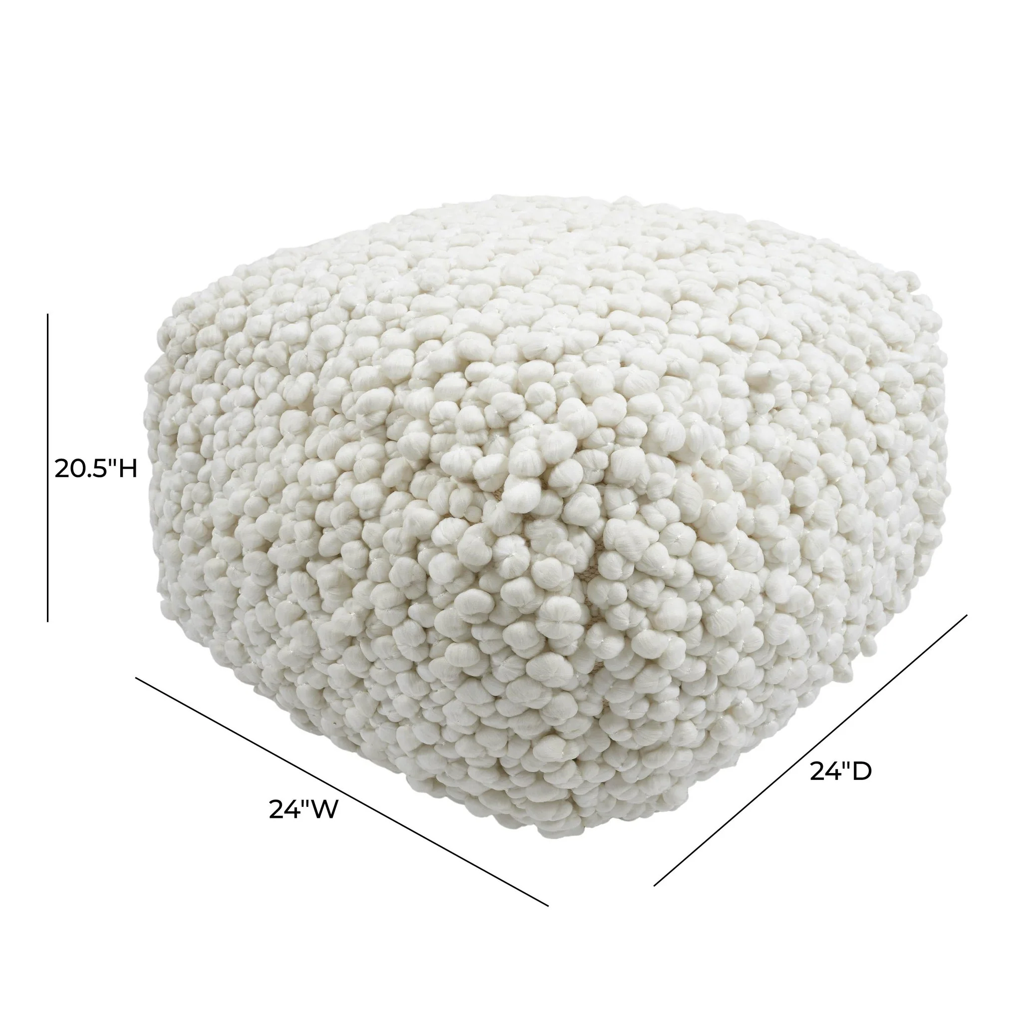 Cathy Cream Woven Pouf - Image 5