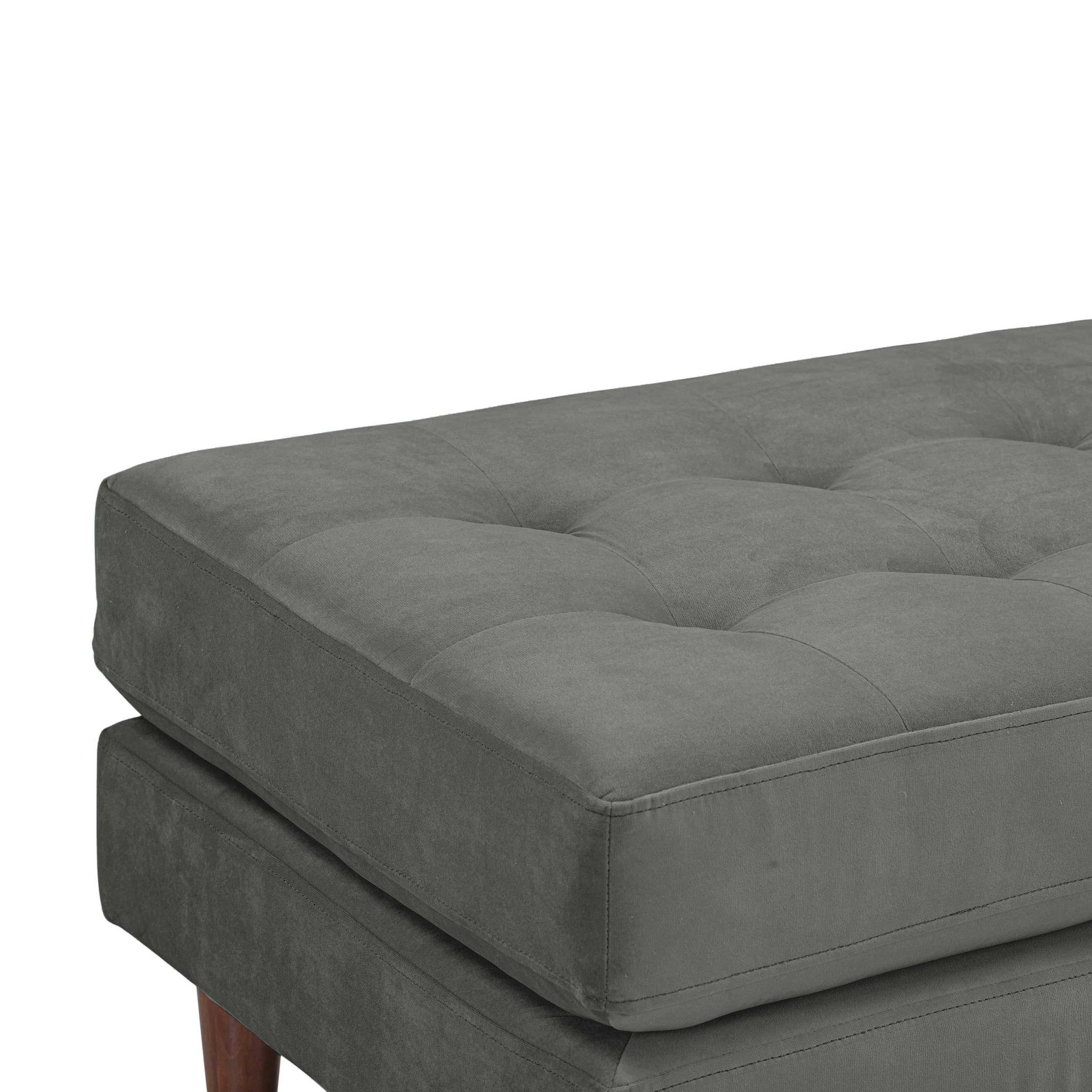 Cave Ash Gray Velvet Ottoman - Image 5