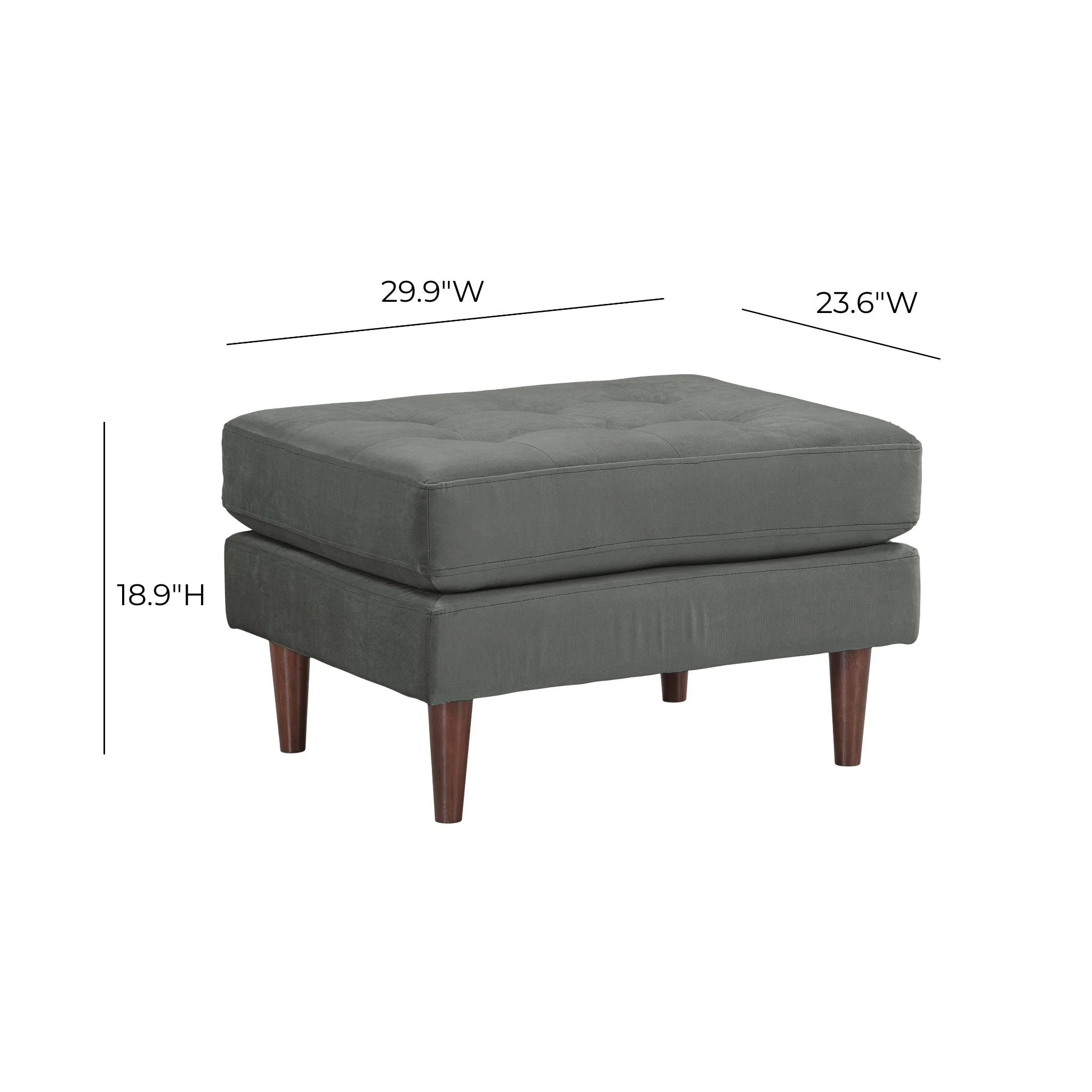 Cave Ash Gray Velvet Ottoman - Image 6