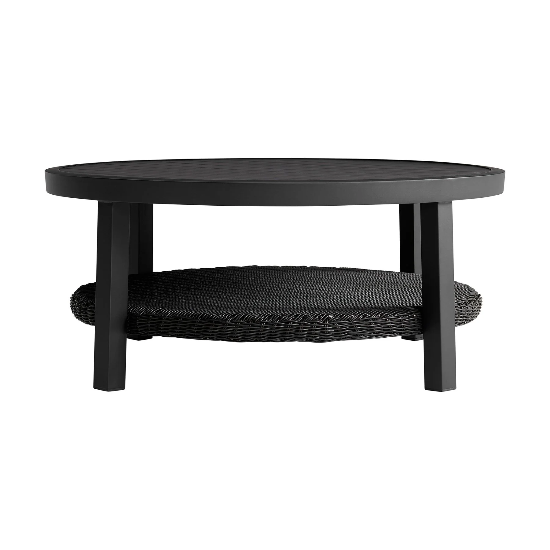 Cayman 5 Piece Black Aluminum Outdoor Seating Set with Dark Gray Cushions - Image 4