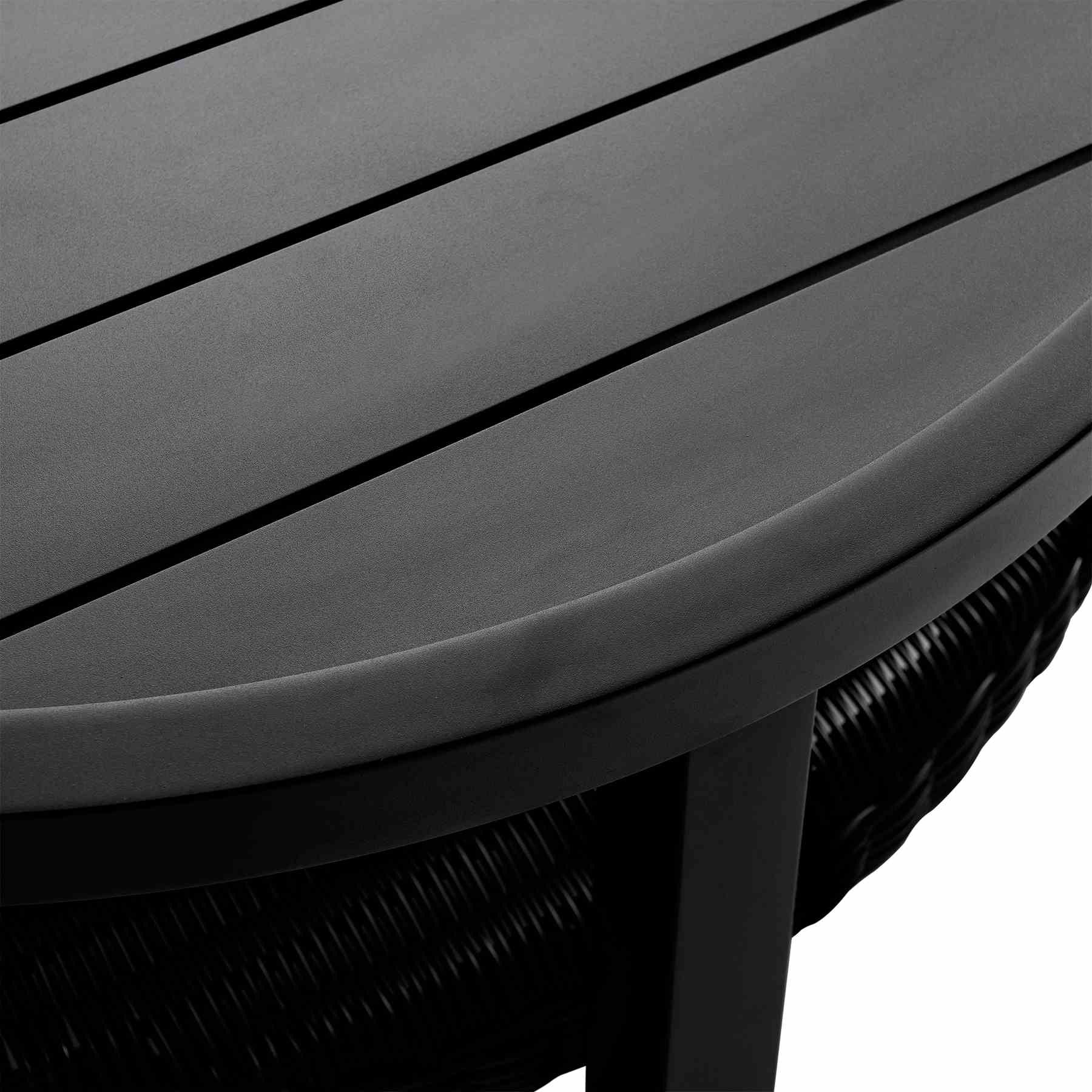 Cayman 5 Piece Black Aluminum Outdoor Seating Set with Dark Gray Cushions - Image 7