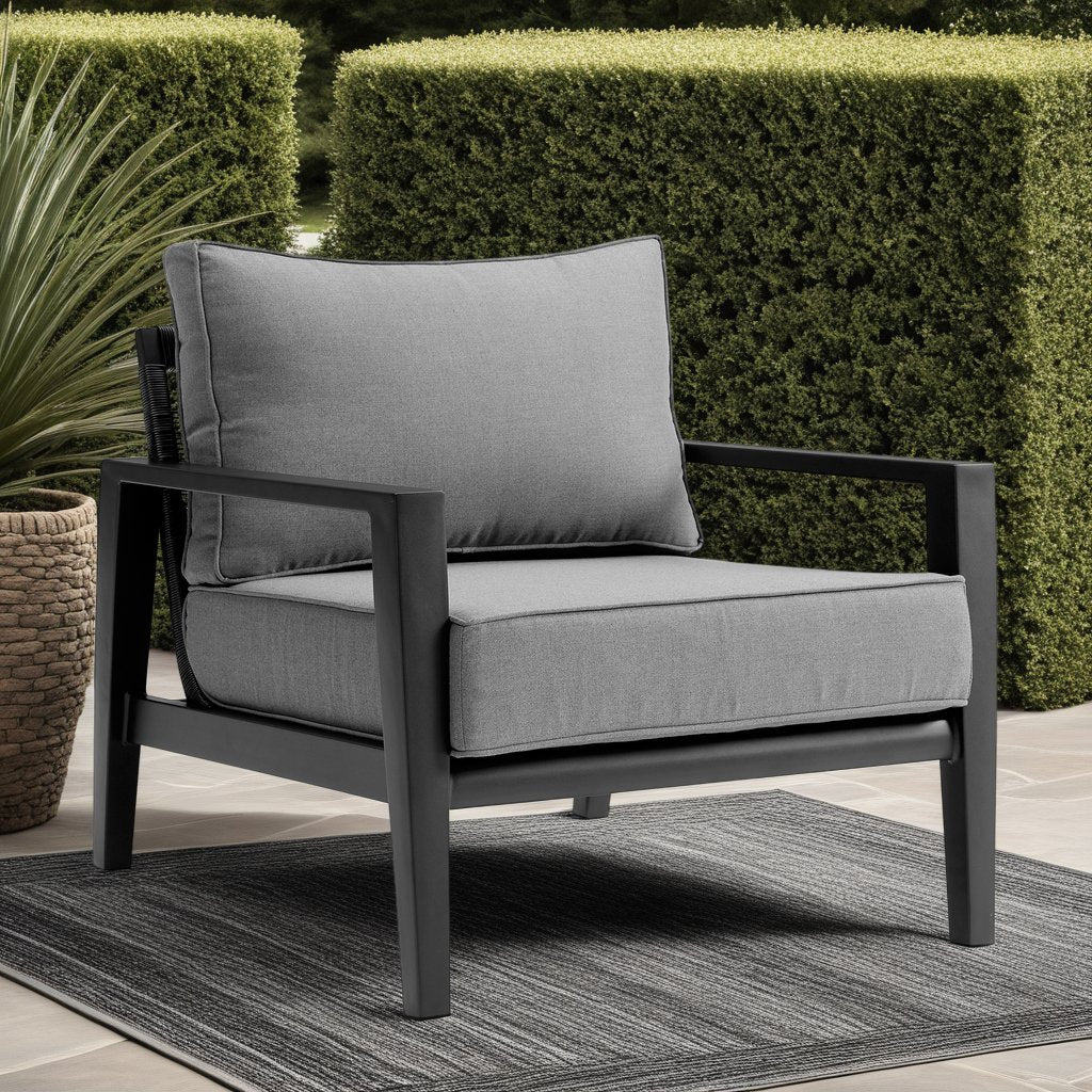Cayman Aluminum Outdoor Chair in Black and Dark Gray - Image 5