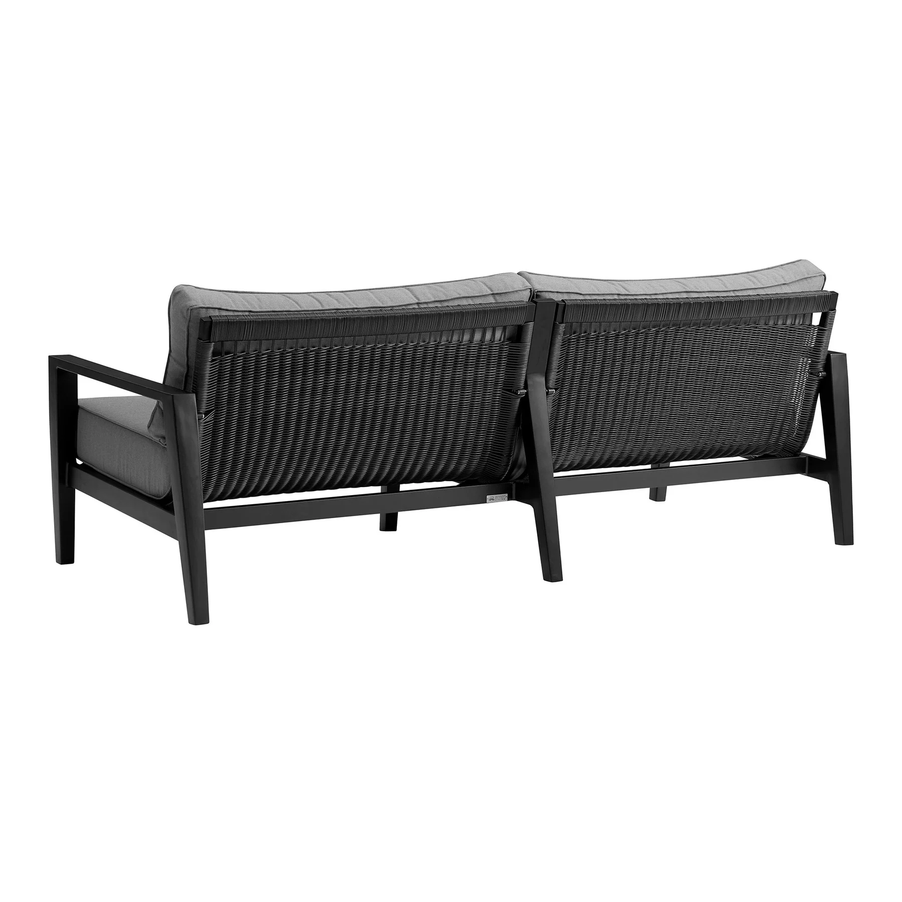 Cayman Aluminum Outdoor Sofa in Black and Dark Gray - Image 3