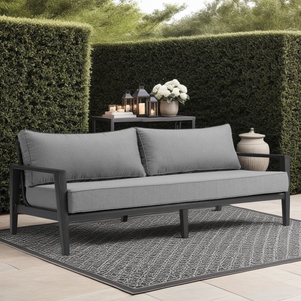 Cayman Aluminum Outdoor Sofa in Black and Dark Gray - Image 5
