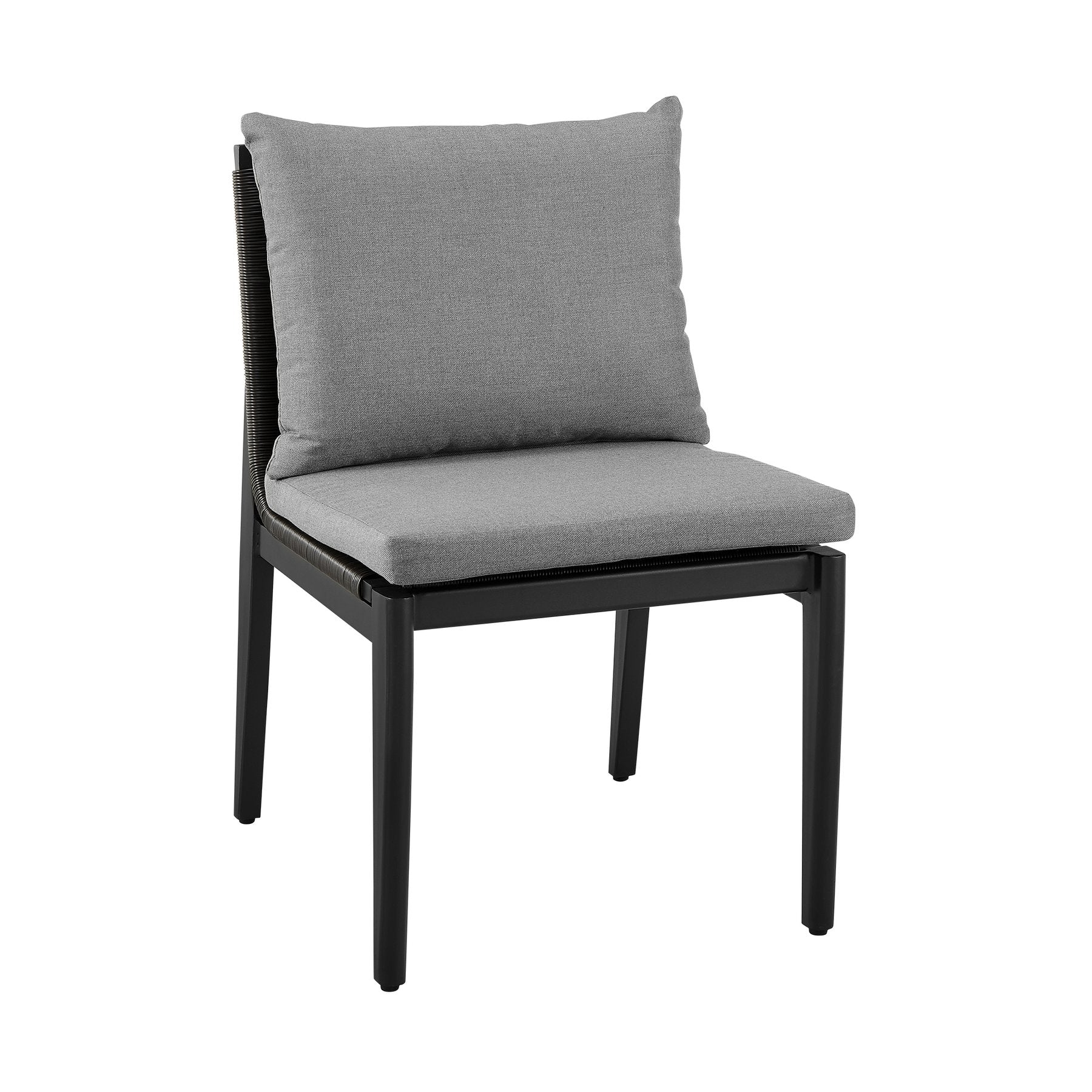 Cayman Outdoor Patio 5-Piece Round Dining Table Set in Aluminum with Gray Cushions - Image 2