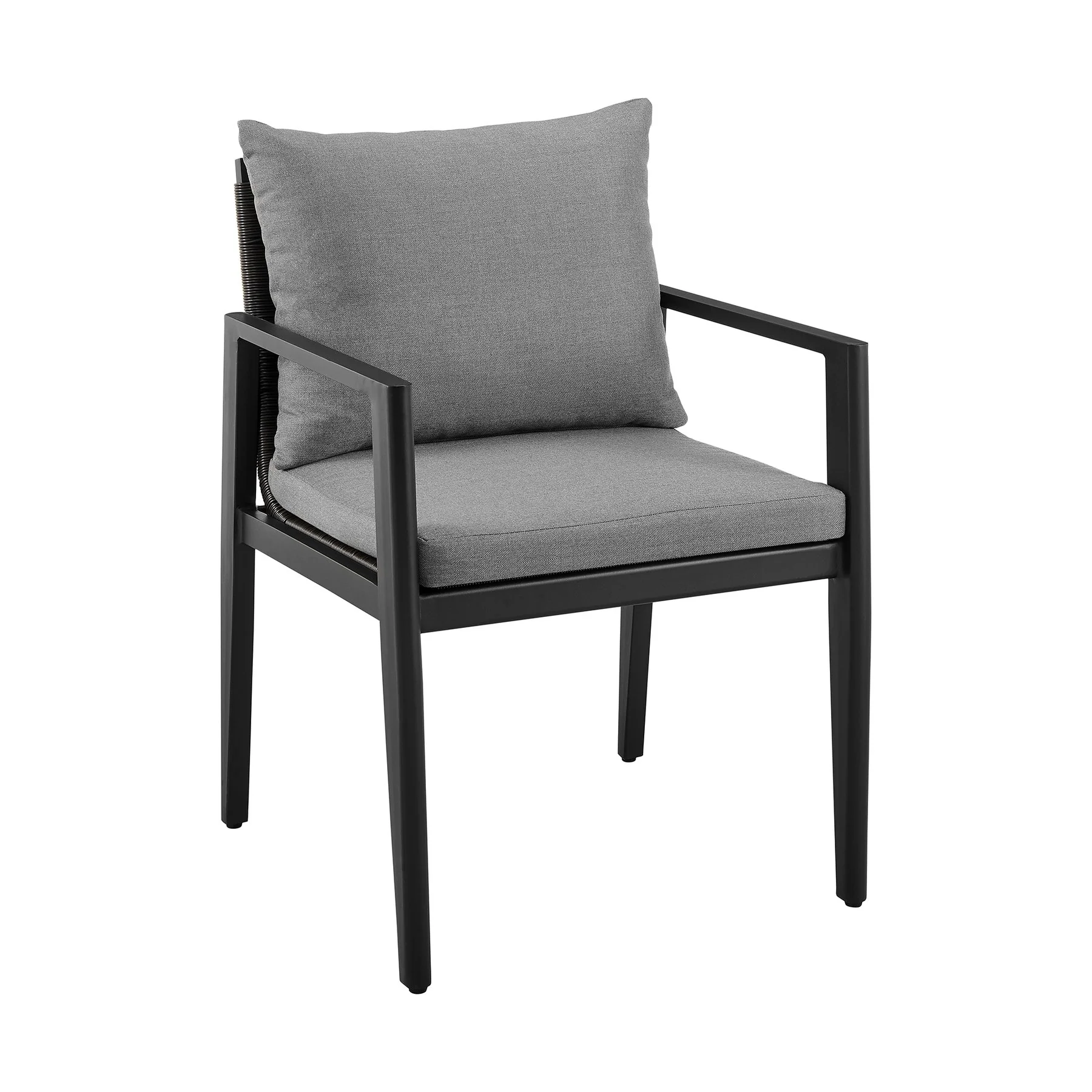 Cayman Outdoor Patio 7-Piece Dining Table Set in Aluminum with Gray Cushions - Image 2